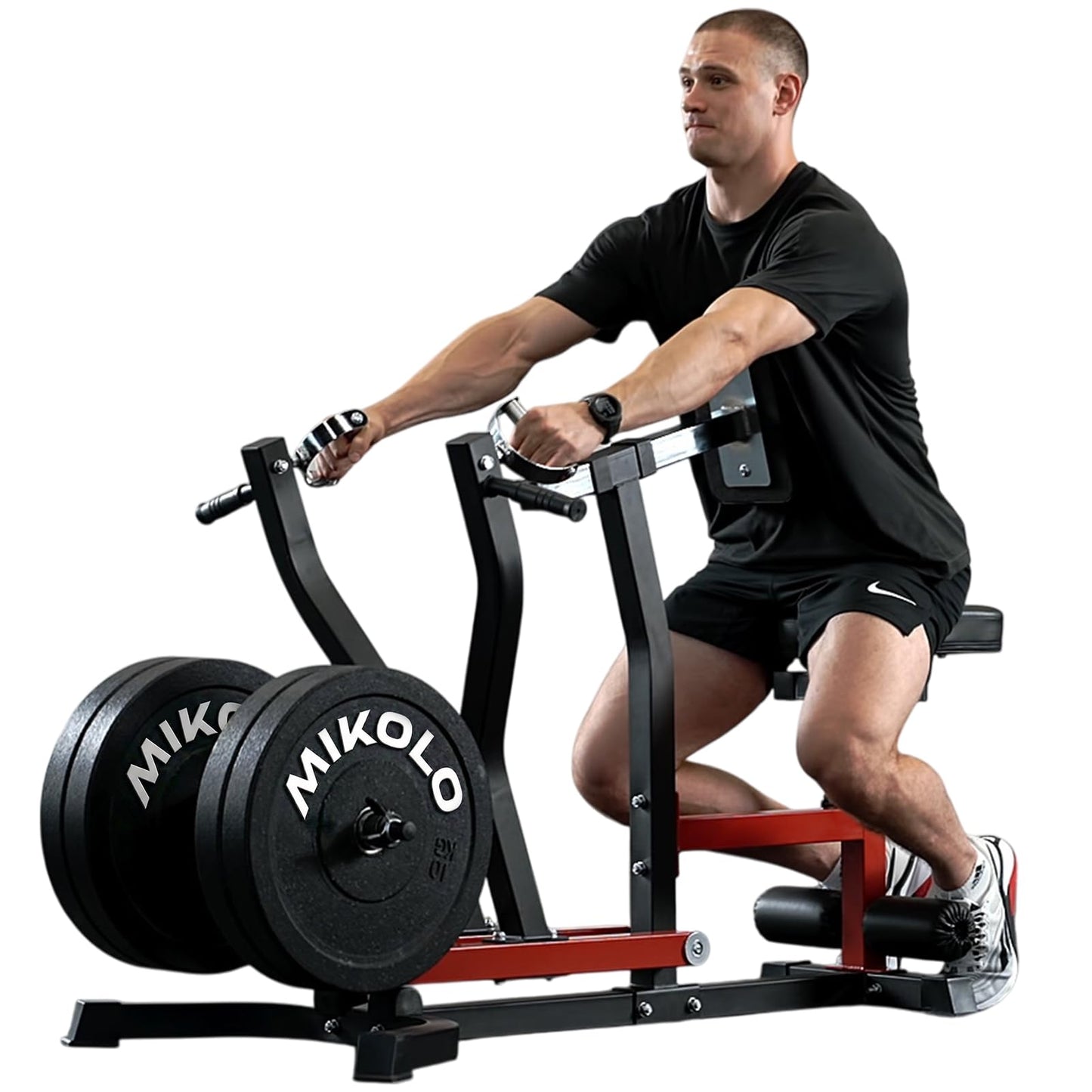 Mikolo Plate Loaded Seated Row Machine for Home Gym, 400LB Capacity, Independent Arms & Adjustable Seat for Full Back Workout