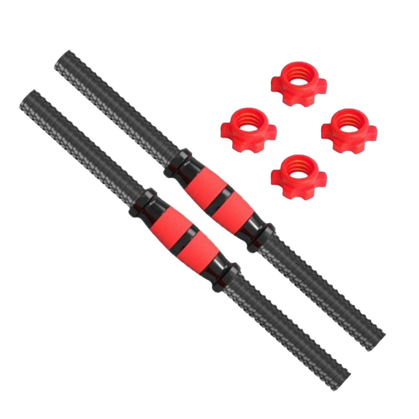 DYNWAVE 2Pcs Dumbbell Rod 35cm/13.78in – Steel Core with PP Coating, Spinlock Collar with Hexagonal Nuts – Home Gym Barbell Bar for Strength Training