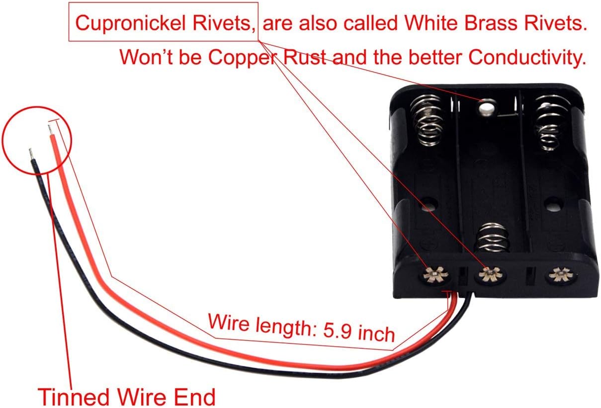 LampVPath (Pack 3 3 3 of AA Battery Holder with Leads, AA Battery Holder with Wires