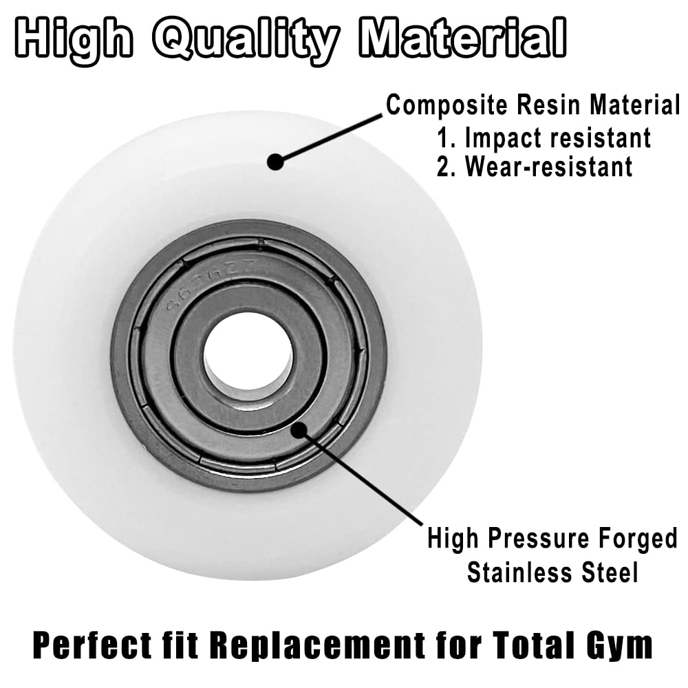 4pcs Roller Wheel Parts Replacement for Total Gym Wheels/Rollers, Fit for Gym Models 2000, 3000, Some 3000 XL and a Few Very Early XL, Upgraded Rollers Kit Set