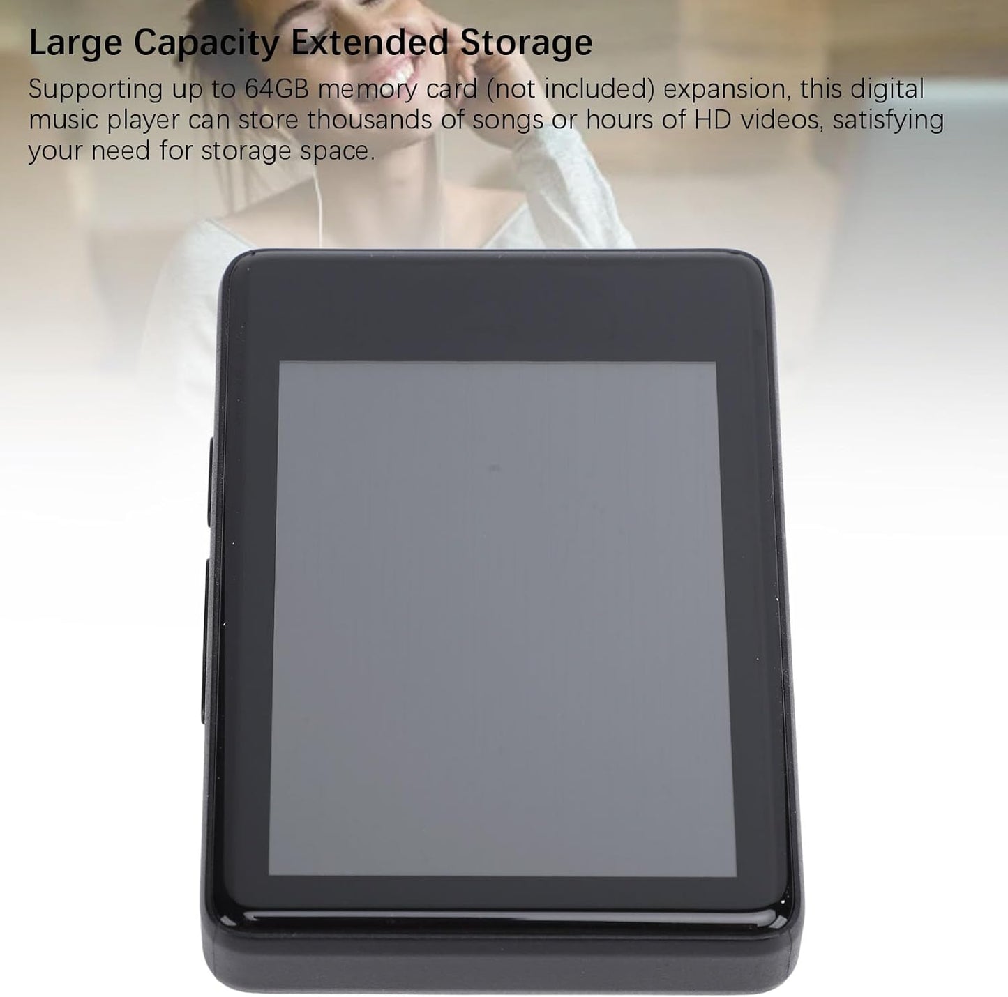 Yoidesu MP3 MP4 2.4in 3.5mm 64GB Player, HD Touch Screen Bluetooth Music Player with Port, Supports Card for Wireless