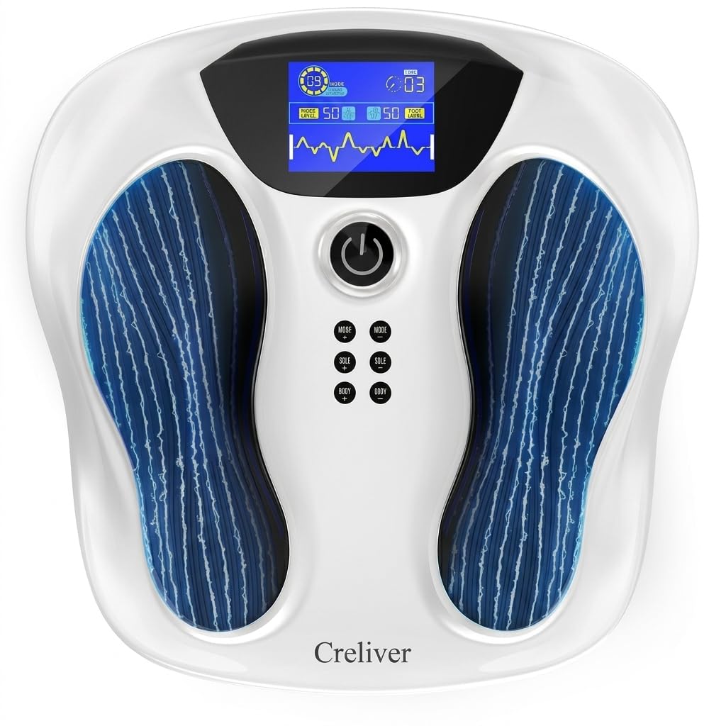EIGOTDYH Upgraded EMS Foot Massager for Neuropathy & Circulation, TENS Foot Stimulator for Plantar Fasciitis & Pain Relief, 8 Pads, 25 Modes, 99 Intensities, Ideal Health Gifts for Seniors & Parents