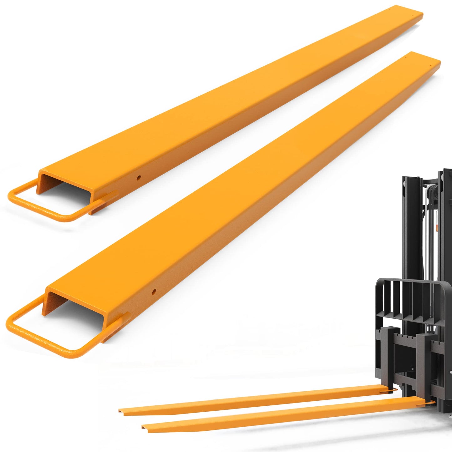 YINTATECH 6.5in Width Forklift Extensions Fits for 6" Wide Forks, Heavy Duty Pallet Fork Extension, 96in Length, 1 Pair, Yellow
