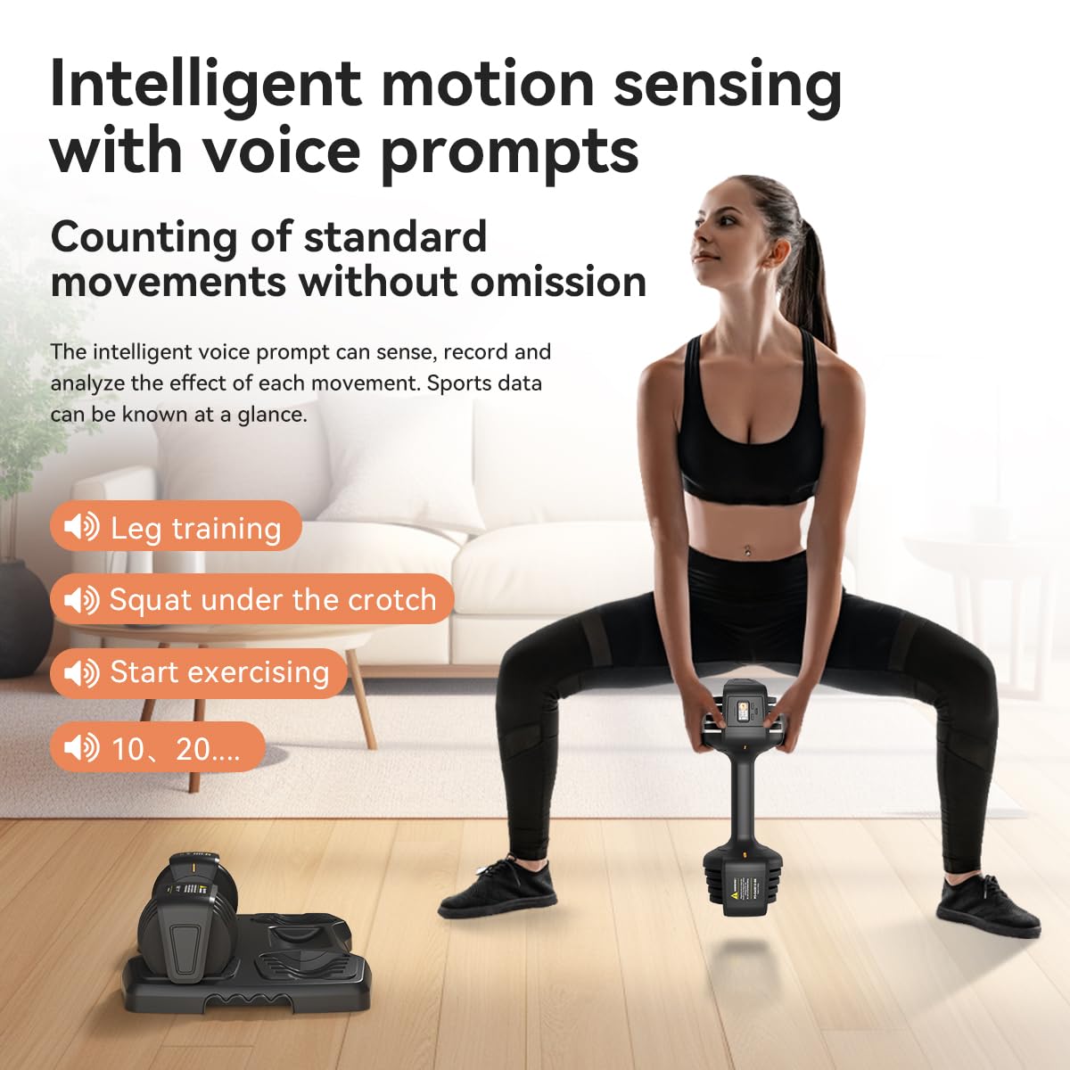 Smart Adjustable Dumbbell Set - Pair with Stand - Quick Adjustment, Secure Grip - Compact Home Gym Training Dumbbells for Men & Women with Voice Reminder & Motion Sensing Functions - 25LB