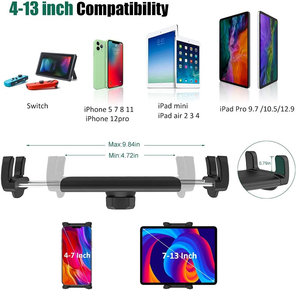 Cuxwill 4-13" 12.9 9.7 4 3, Car Cup Holder Tablet Mount for iPad & Phone, Universal Truck Cup Tablet Mount
