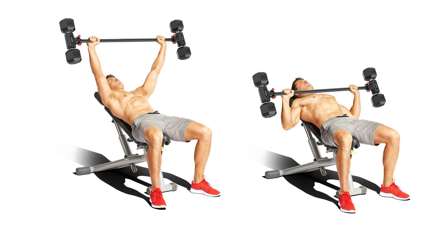 Dumbbell Converter by SEWD – Turn Dumbbells into Barbell Set – Adjustable Weights & Up to 220LB Capacity Barbell for Home Gym Full Body Workouts – Red