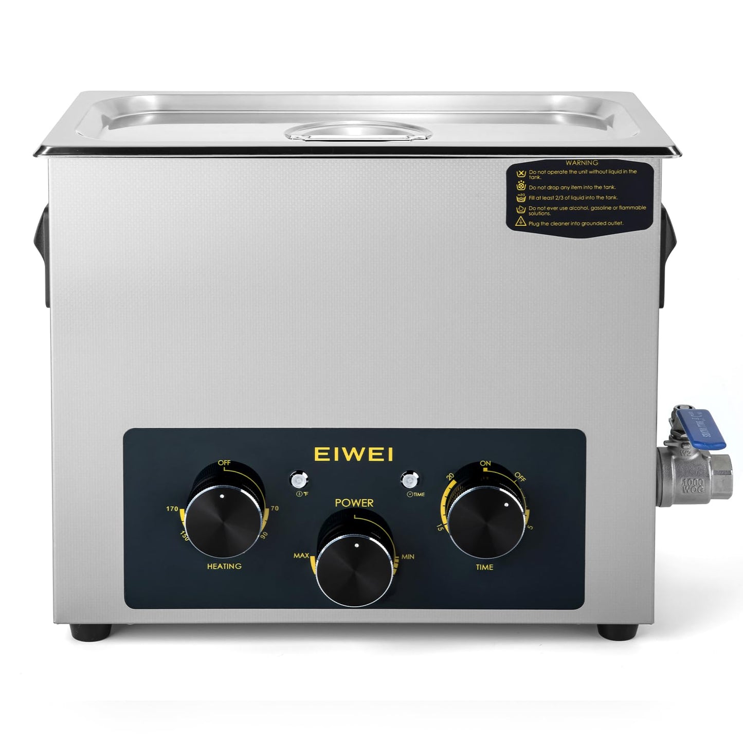 EIWEI 6L Ultrasonic Cleaner Professional Power-Adjustable Knob Jewelry Cleaning Machine with Heater Timer for Carburetor, Jewelry, Glasses, Dentures, Circuit Boards, Automotive Parts