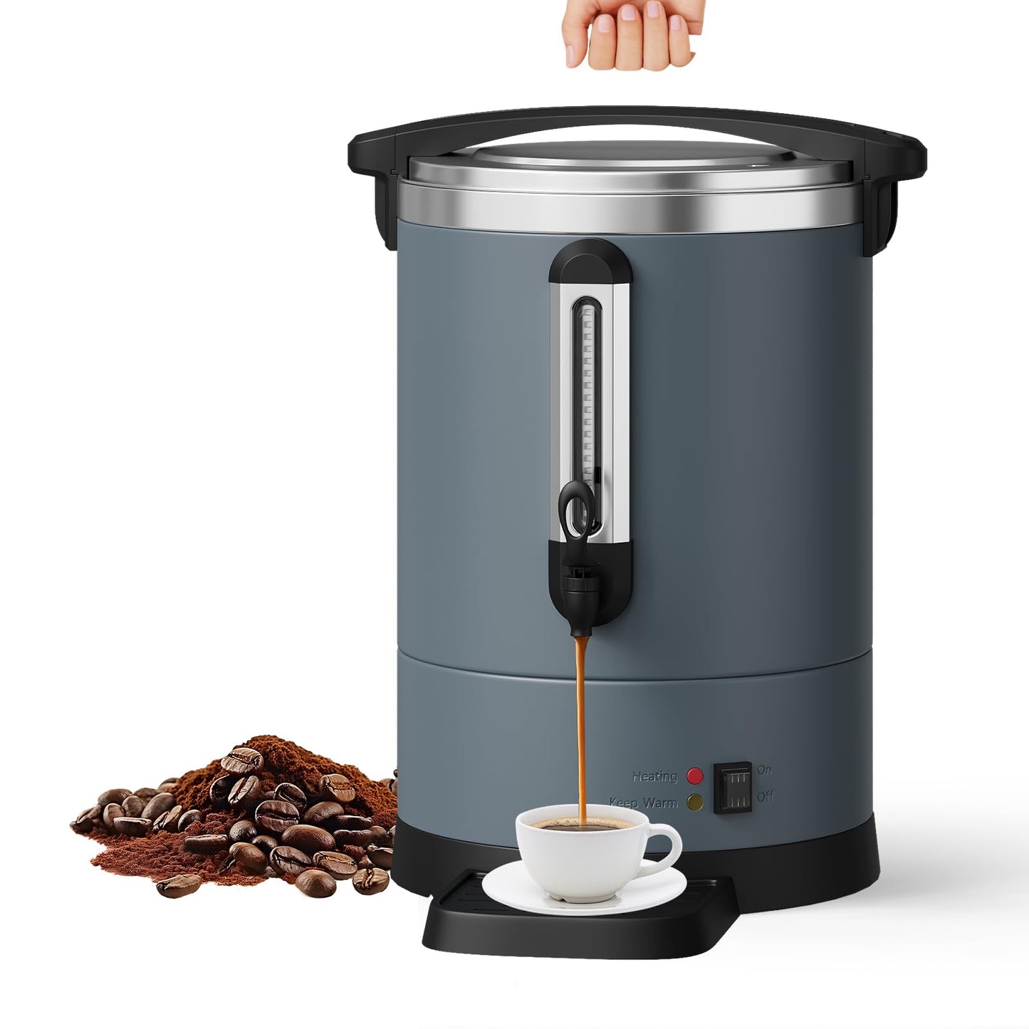 14L/100 Cups Coffee Urn-3.2 Gallon Double Wall Commercial Coffee Maker Large Capacity Hot Coffee Dispenser Stainless Steel Hot Water Urn Catering Buffet Parties Weddings Gathering Easy Clean