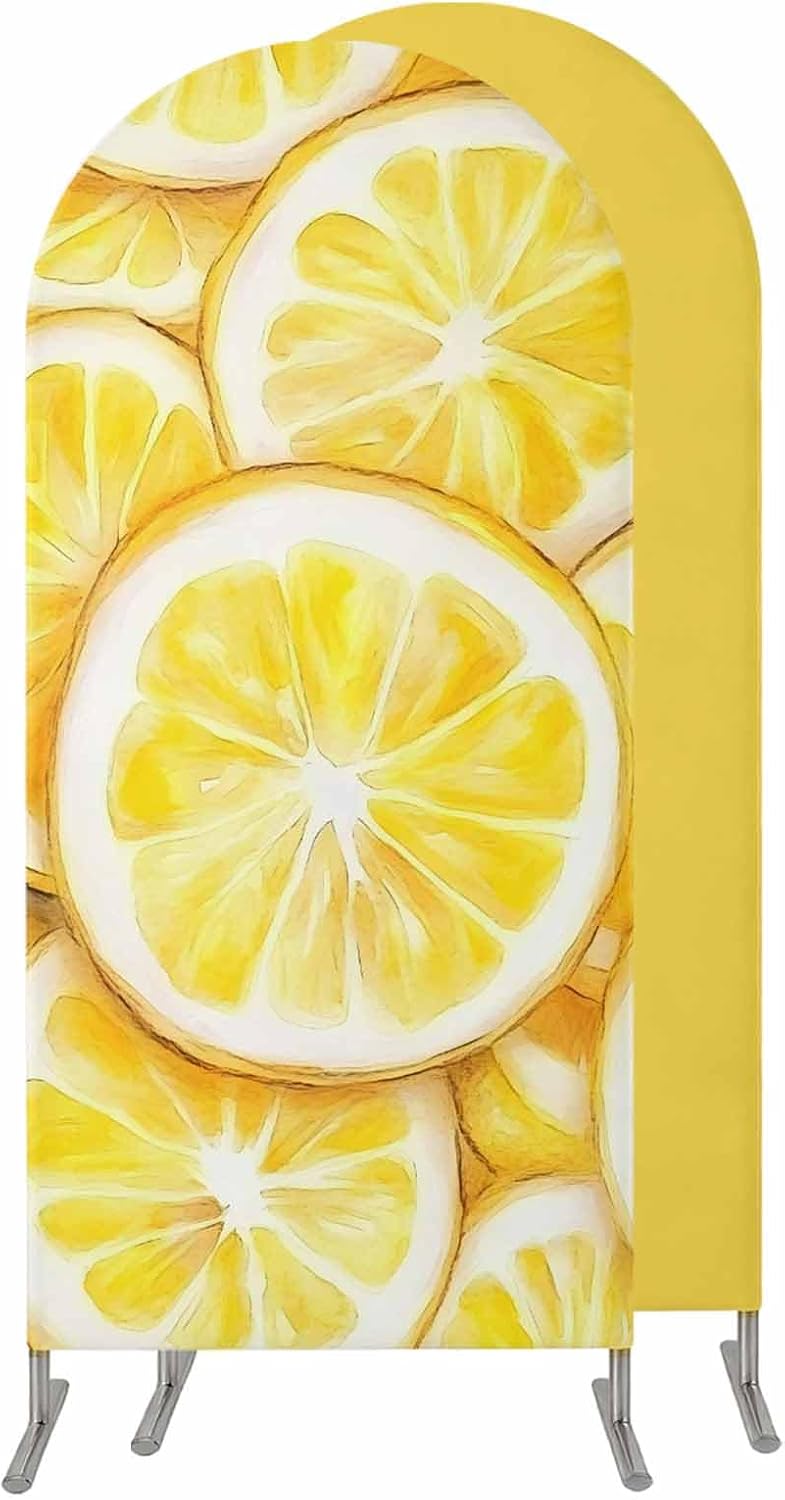 Jnbasdffb Summer 7.2 Lemon Wedding Arch Cover, Stretchy Spandex Arch Backdrop Stand Covers FT, Modern Oil Painting