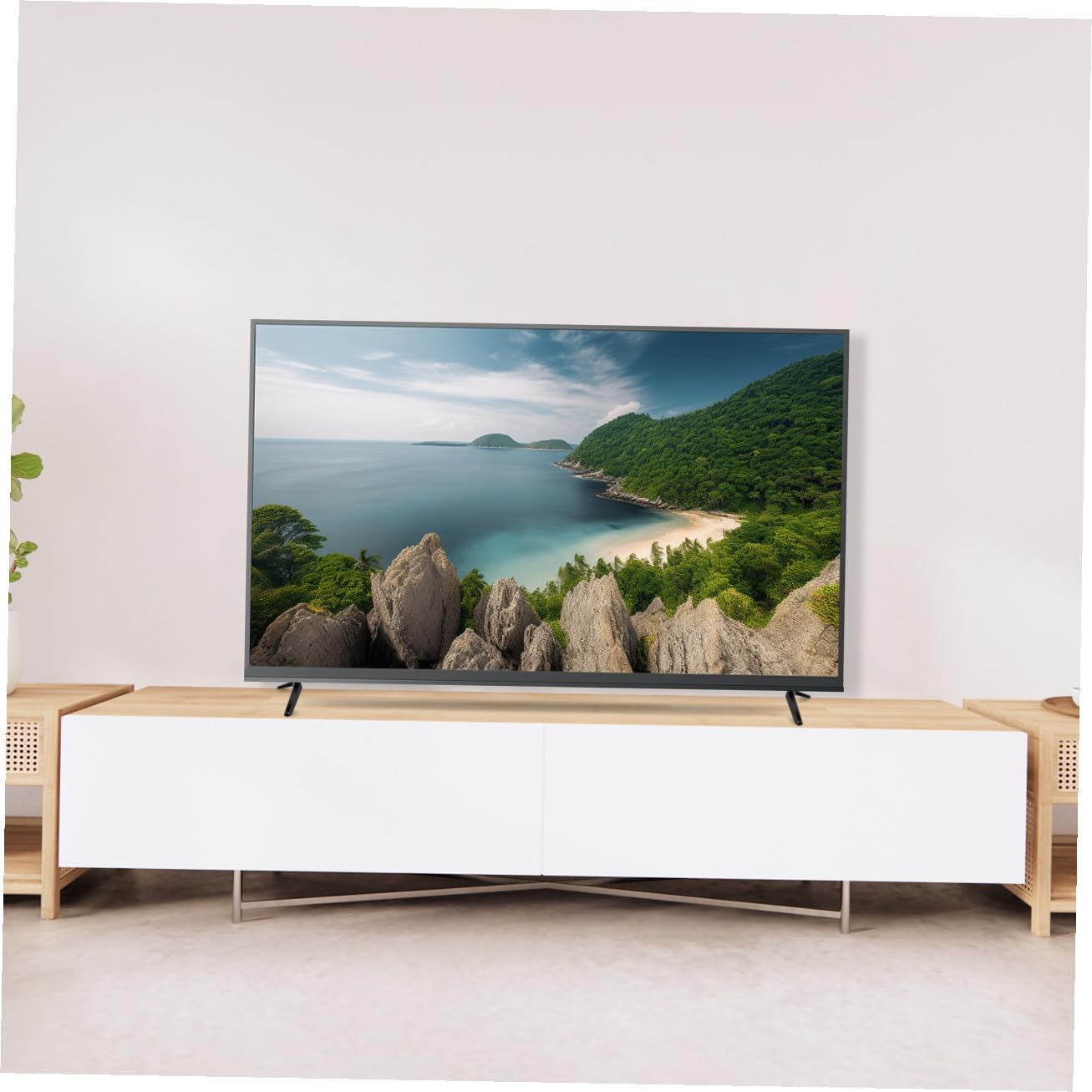 Happyyami 2Pcs Tv Mounting Brackets Stable Tabletop Tv Stand Holder with Non Slip Base Easy Installation No Drilling