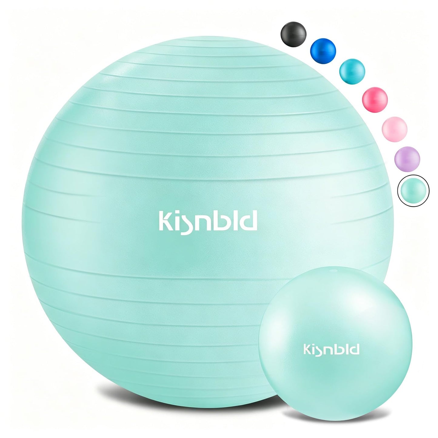 kisnbld Exercise Ball, Extra Thick Yoga Ball for Workout Pregnancy Stability, 4 Sizes Anti-Burst Balance Ball with Foot Pump - Heavy Duty Fitness Ball Chair for Office, Home & Gym