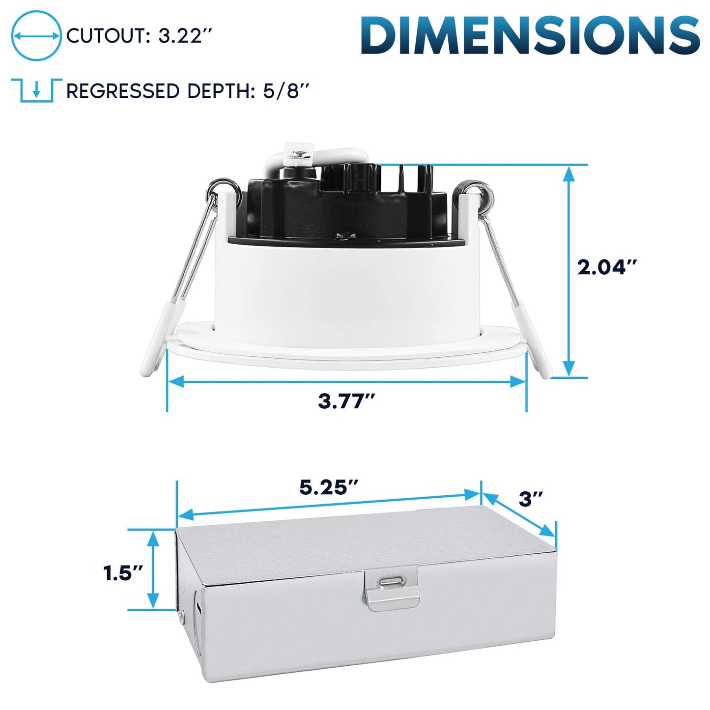 LUXRITE 3 Inch LED Recessed Ceiling Light with Junction Box, 10W, 5CCT Selectable 2700K/3000K/3500K/4000K/5000K, 800LM High Brightness, Dimmable Canless Downlight, Wet Rated, IC Rated, ETL (4 Pack)