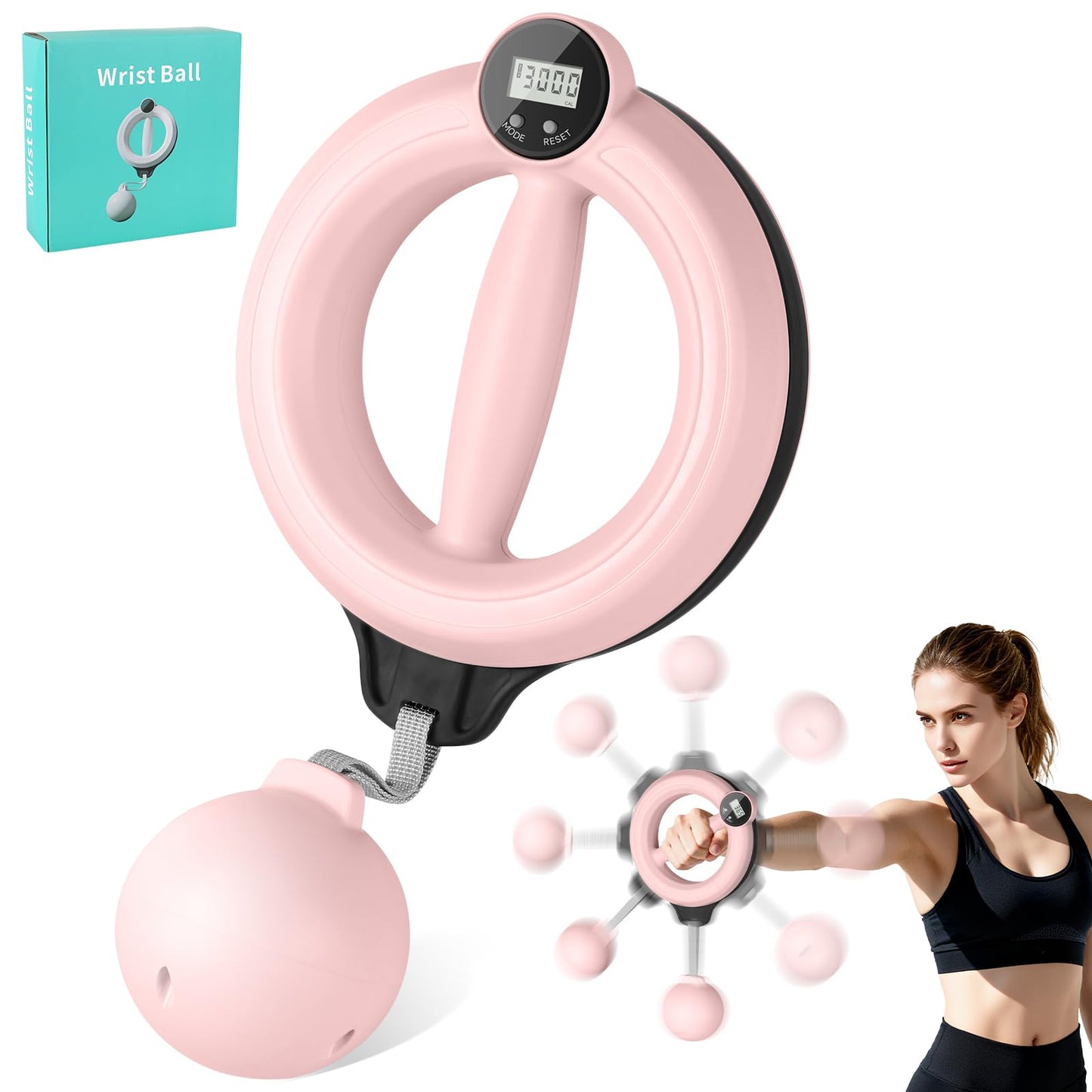 SANLIKE 360° Hand-Crank Arm Workout Adjustable Forearm Trainer for Men & Women Shoulder Exercise and Mobility Trainer Chest Trainer Home Workout Equipment and Gym Workouts (Pink)