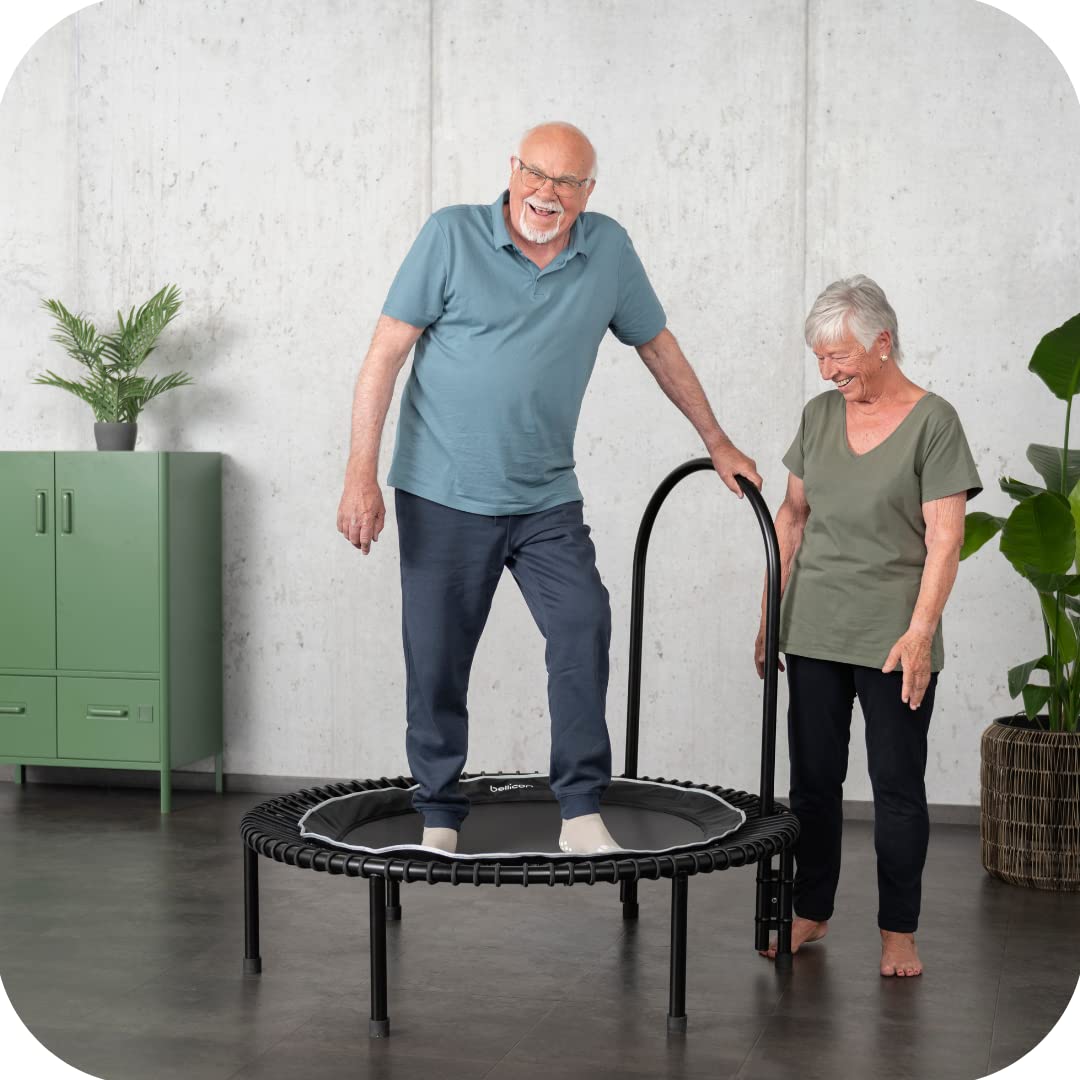 bellicon Mini Trampoline 44'' (Orange) | Bungee Suspension up to 440 lbs | Indoor Fitness Rebounder for Adults | Screw-in Legs
