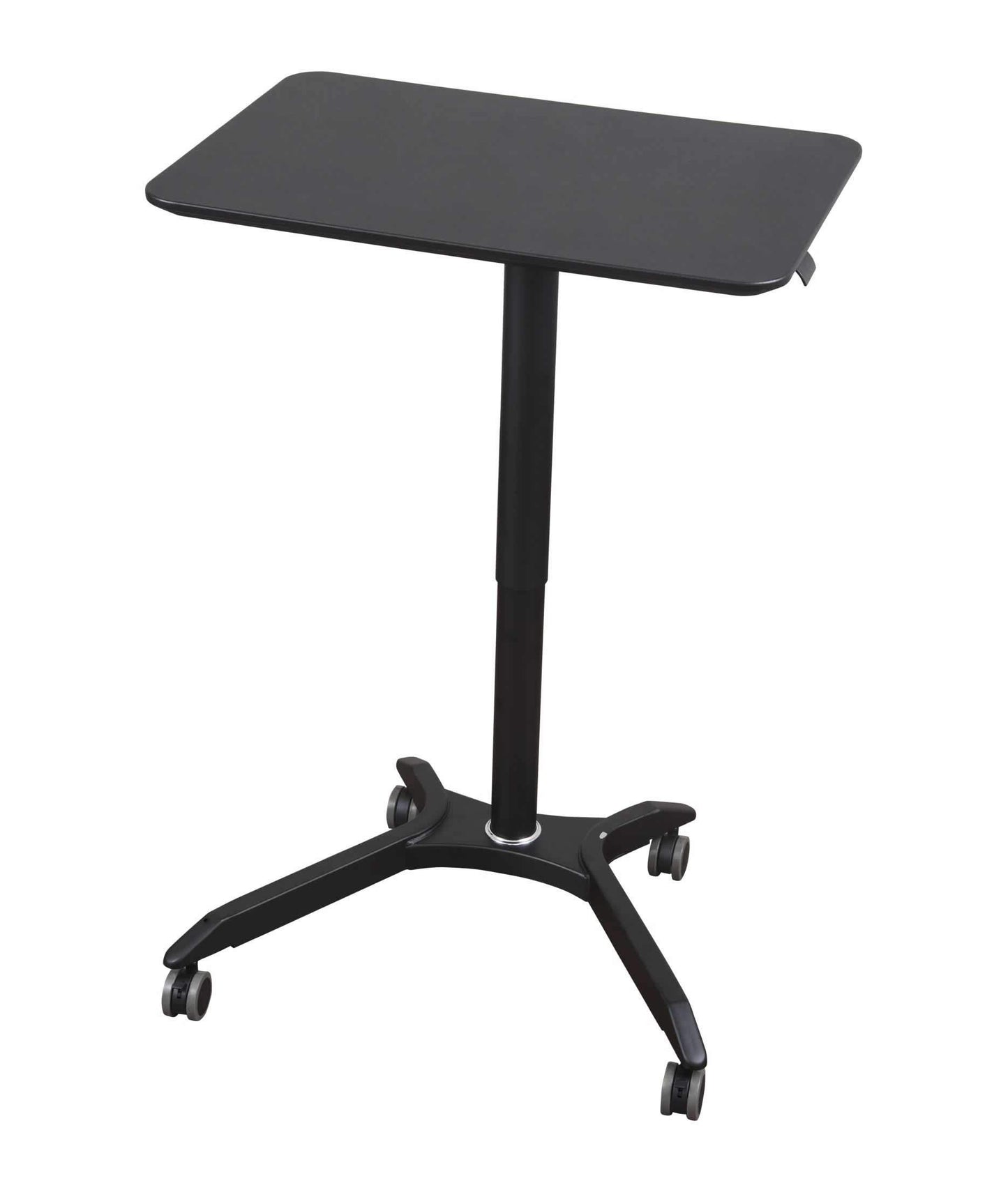 Stand Up Desk Store Pneumatic Adjustable Height Rolling Mobile Laptop Standing Desk Cart (Black Frame/Black Top, 28" Wide)