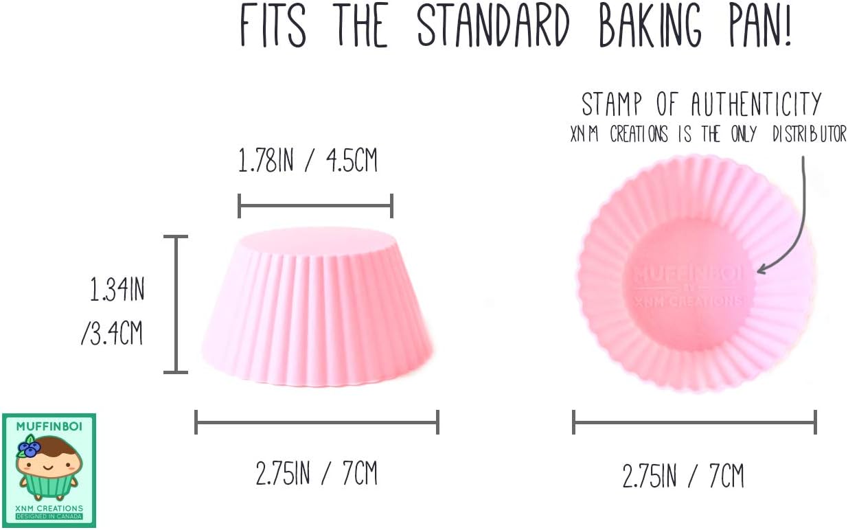 XNM Creations Premium Silicone Cupcake & Muffin Liner Molds - Pastel Baking Cups, Pack of 24