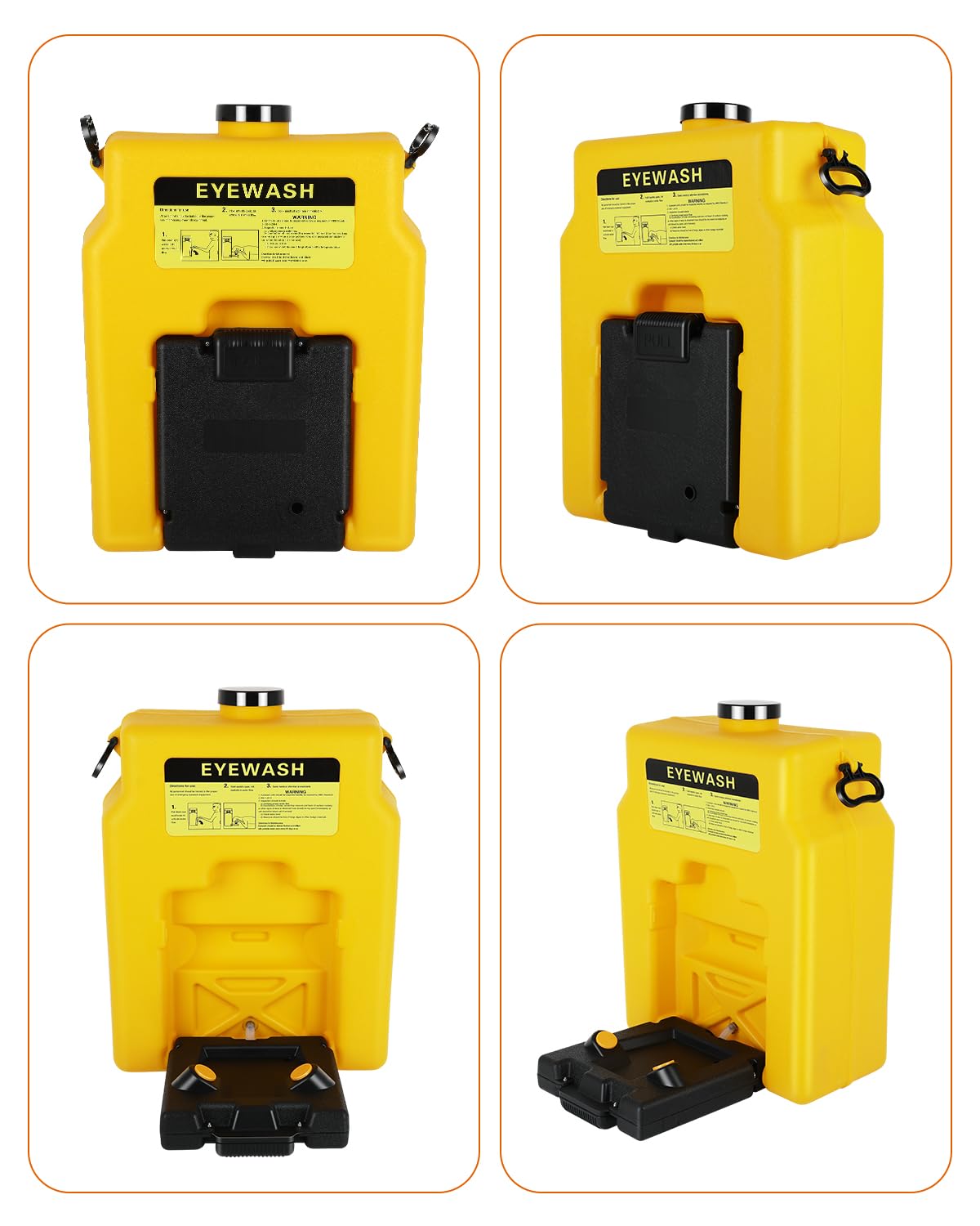 Portable Eyewash Station 14 Gallon with Wall Mount, OSHA Approved Gravity Fed Emergency Eye Wash Station, Heavy Duty Self Contained Unit for Industrial Worksites, Warehouses, Manufacturing