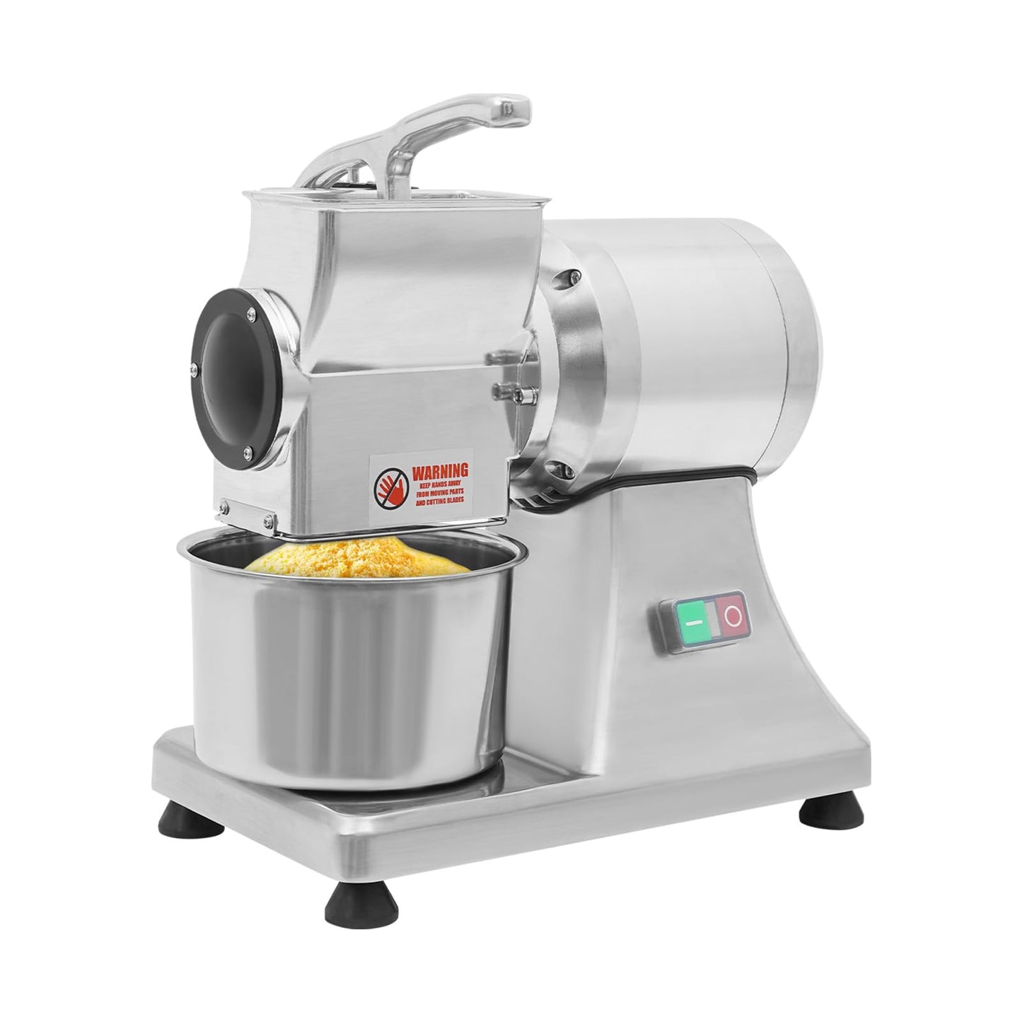Commercial Cheese Grater for Block Cheese, 110V 550W Electric Cheese Grinder Machine 88lbs/H Heavy Duty Stainless Steel Automatic Butter Bread Bran Mill with Safety Shield & Bucket