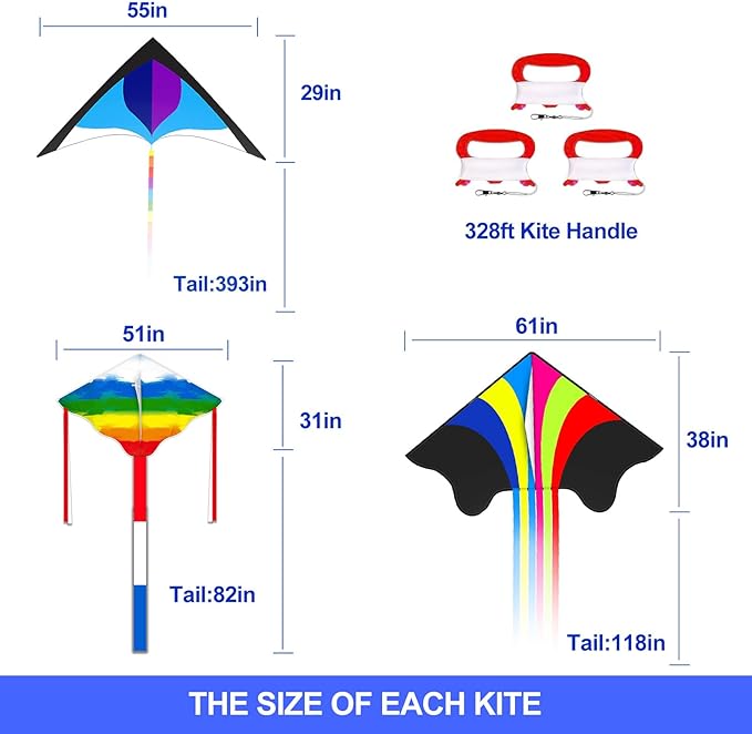 Mint's Colorful Life Kite Set for Kids and Adults, Easy to Fly Butterfly Delta Airplane Dragon Octopus Kite, Large Beach Kites Kits with 300ft String, Best for Gifts & Family Outings