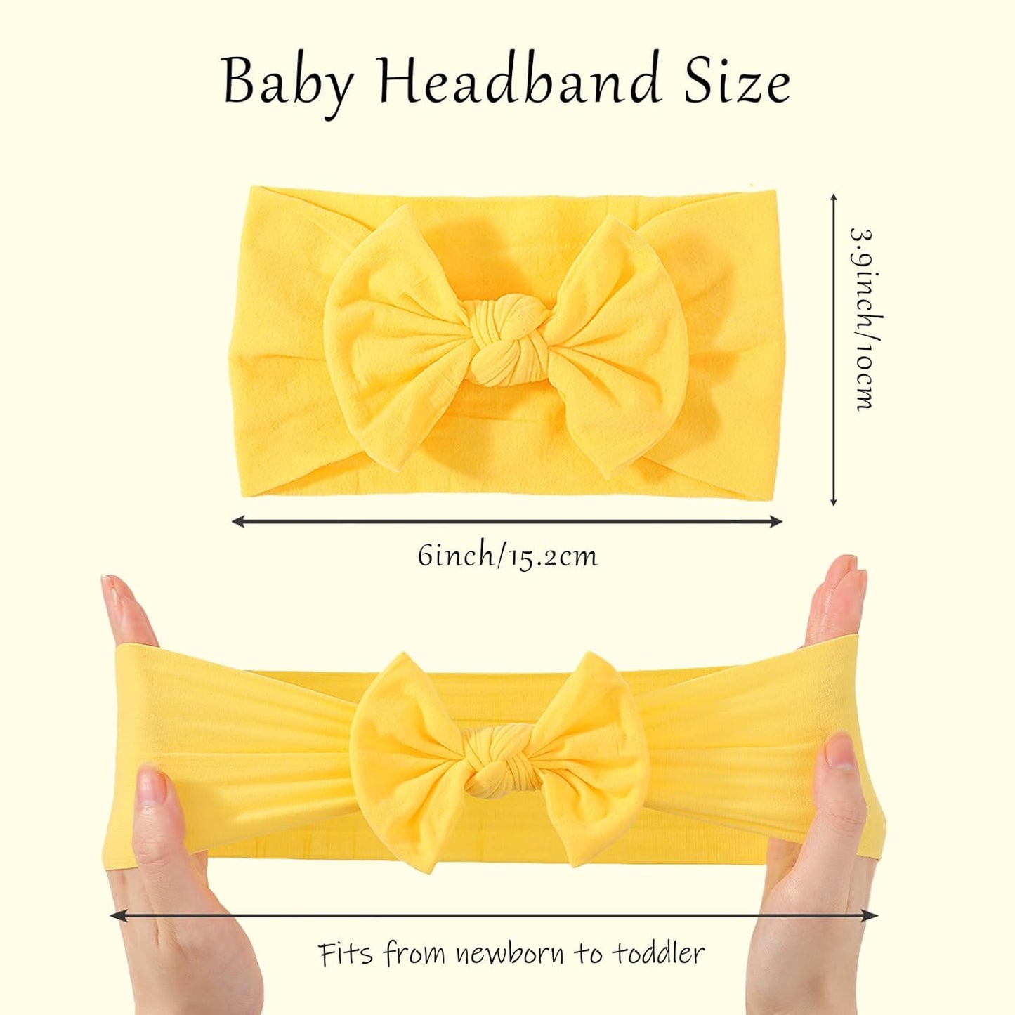 Skiennix 5Pcs Nylon Baby Bow Headbands - Soft, Stretchy Hairbands for Newborns & Toddlers