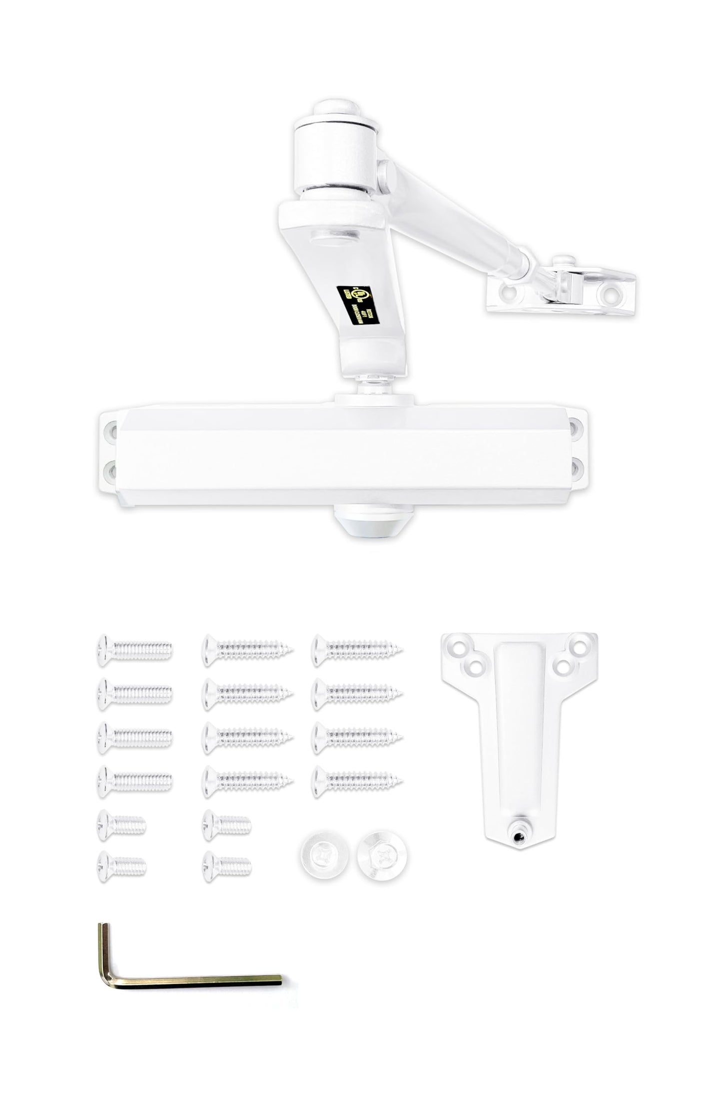 JELOSTONE Medium Duty Commercial Door Closer D700, UL 3 Hour Fire Rated, Fixed Size #3 Spring Power and 3 Valves Closing/Latching/Backcheck, Door (55-150LB/33-36 in), Indoor/Outdoor (White Coated)