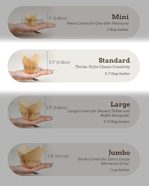 Bake Choice Tulip Cupcake Liners - 200 Pcs Natural Unbleached Baking Cups | Brown & White Standard Size