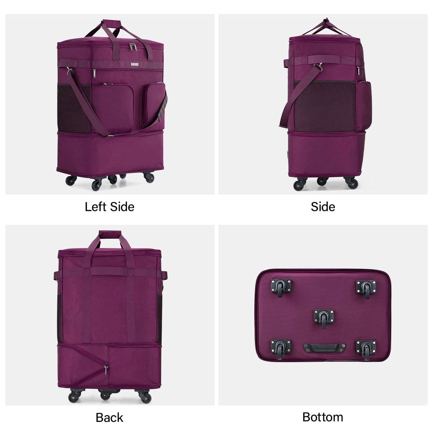 Hanke Expandable Large Suitcase 4 Wheels Lightweight Collapsible,Foldable Suitcases &Travel Bags Hand Luggage Extend 20/24/28 inch Suitcases Duffel Bag Without Telescopic Handle for Men & Women