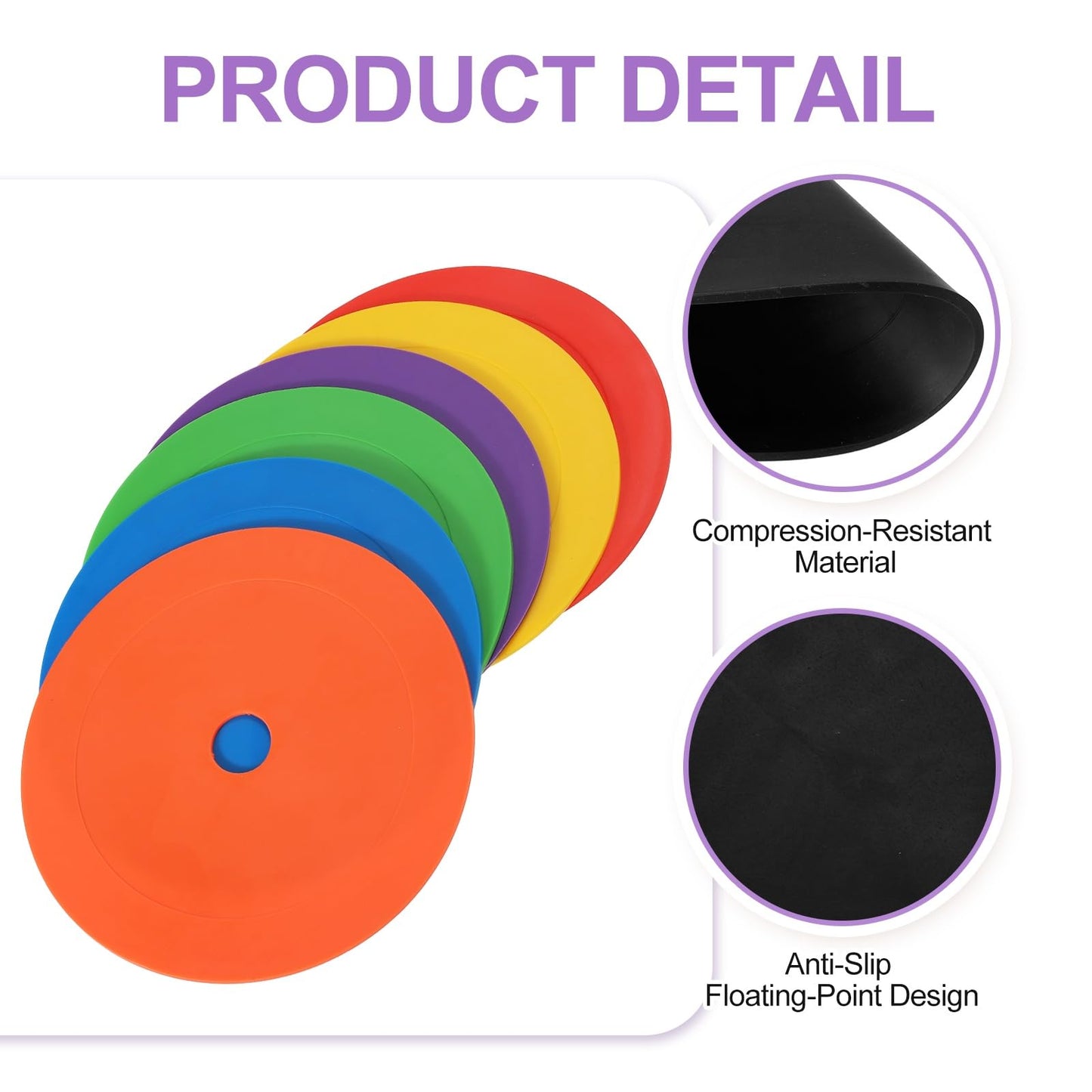 PATIKIL Spot Markers 6 Inch, 12 Pcs Non-Slip Floor Dots Agility Markers Flat Field Cones Poly Dot with Hole for Gym PE Speed Training Dance Soccer Basketball Sports, Black