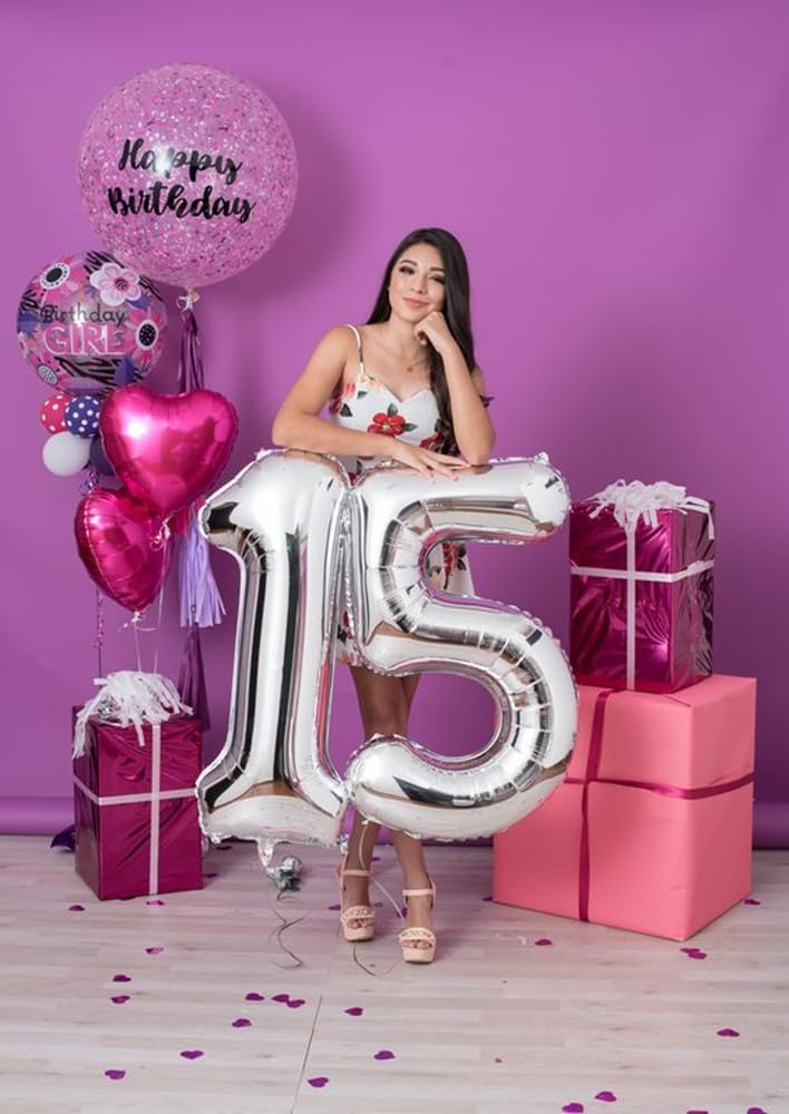 Number Balloons - 40 Inch Silver 1 Balloon for 1st Birthday Party Decorations & Baby Showers