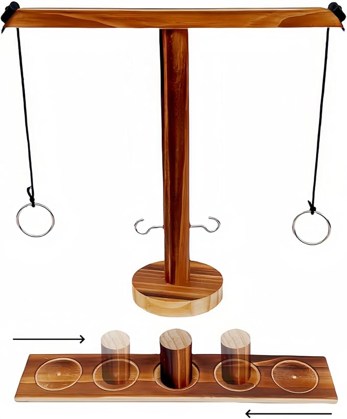 Ring Toss Games for Adults, Yard Games, Patio Decor, Outdoor Indoor Games, Wooden Hook and Ring Game for Bars,Party，Home