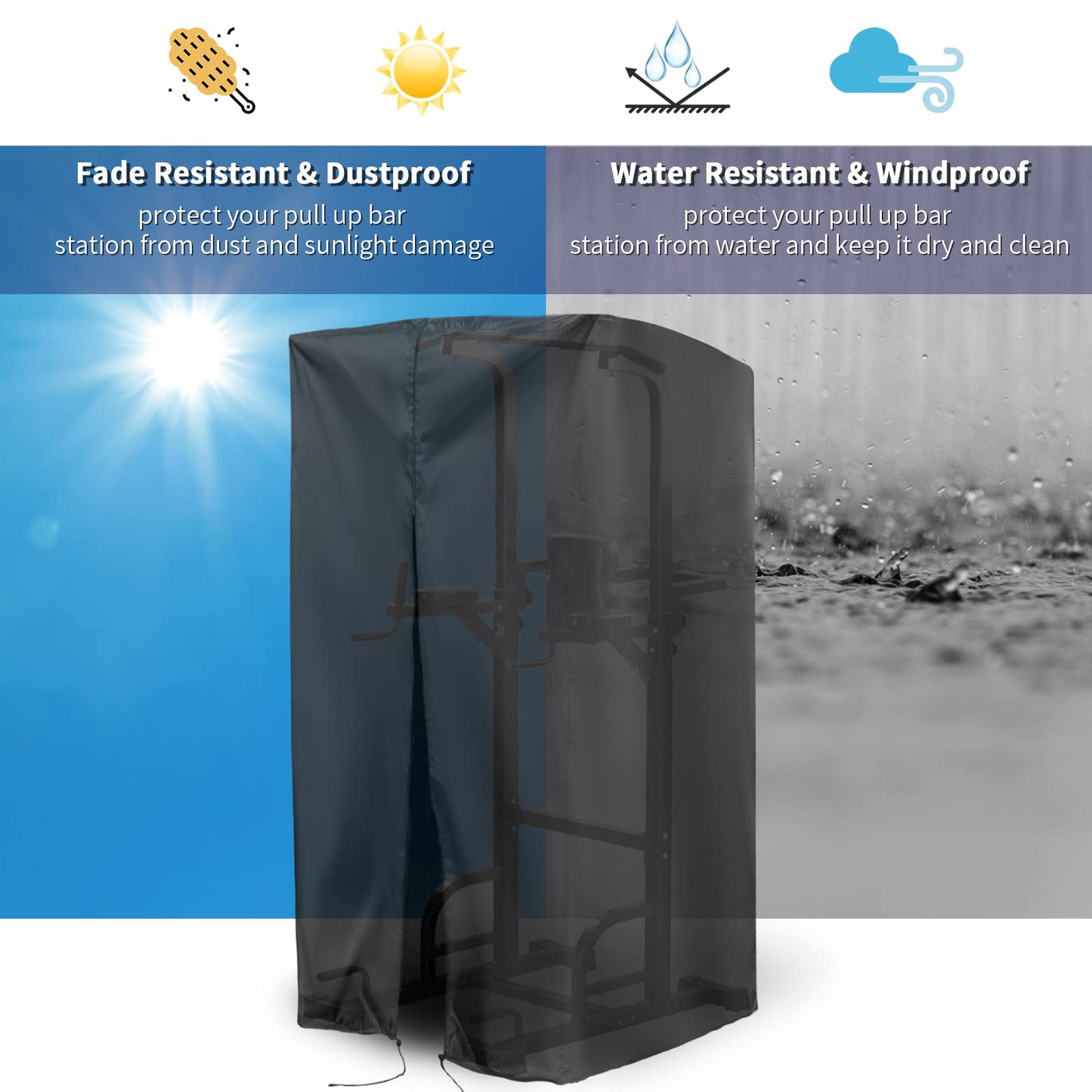 Guisong Protective Cover for Pull Up Bar Station, Waterproof& Dustproof Cover for Power Tower/Pull Up Dip Station-Indoor or Outdoor - 42"L x 40"W x 64"H
