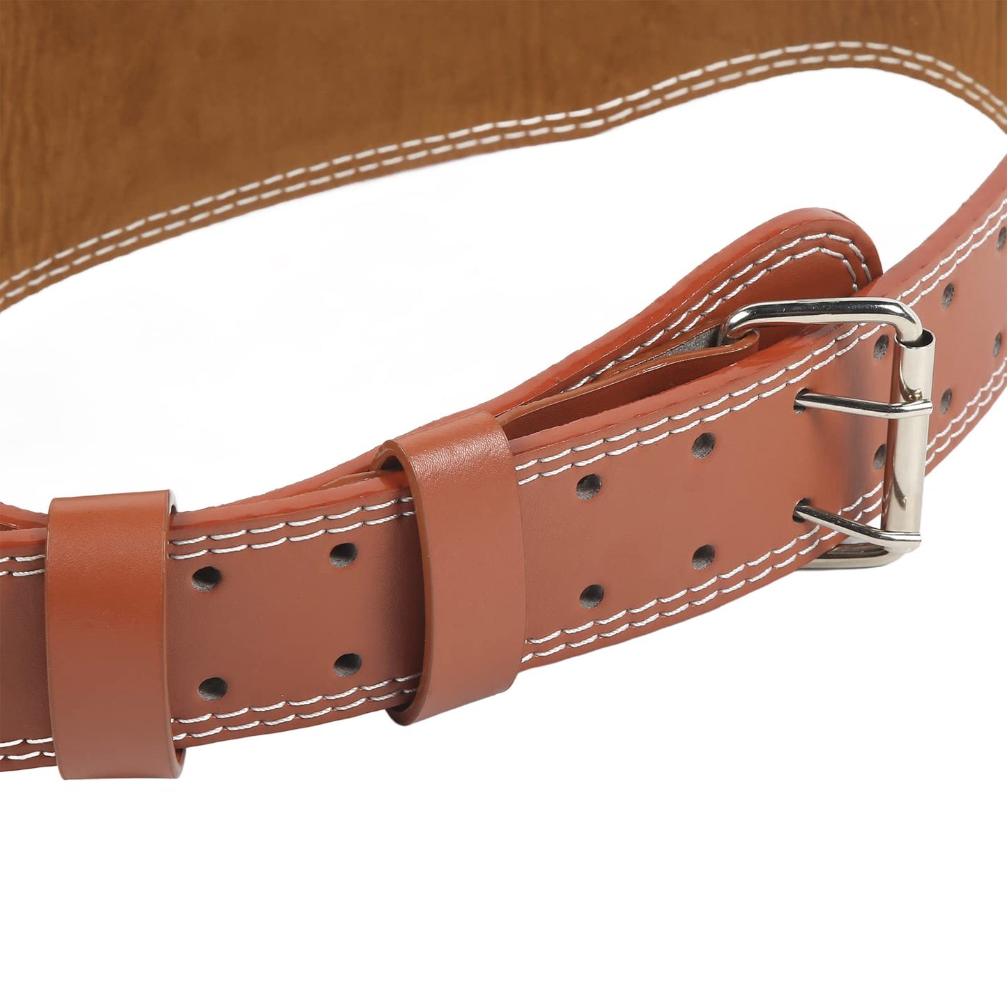 Weightlifting Belt for Men， Adjustable Gym Workout Waist Support for Strength Training and Deadlift， Heavy Duty Leather Brown for Core Stability and Safety