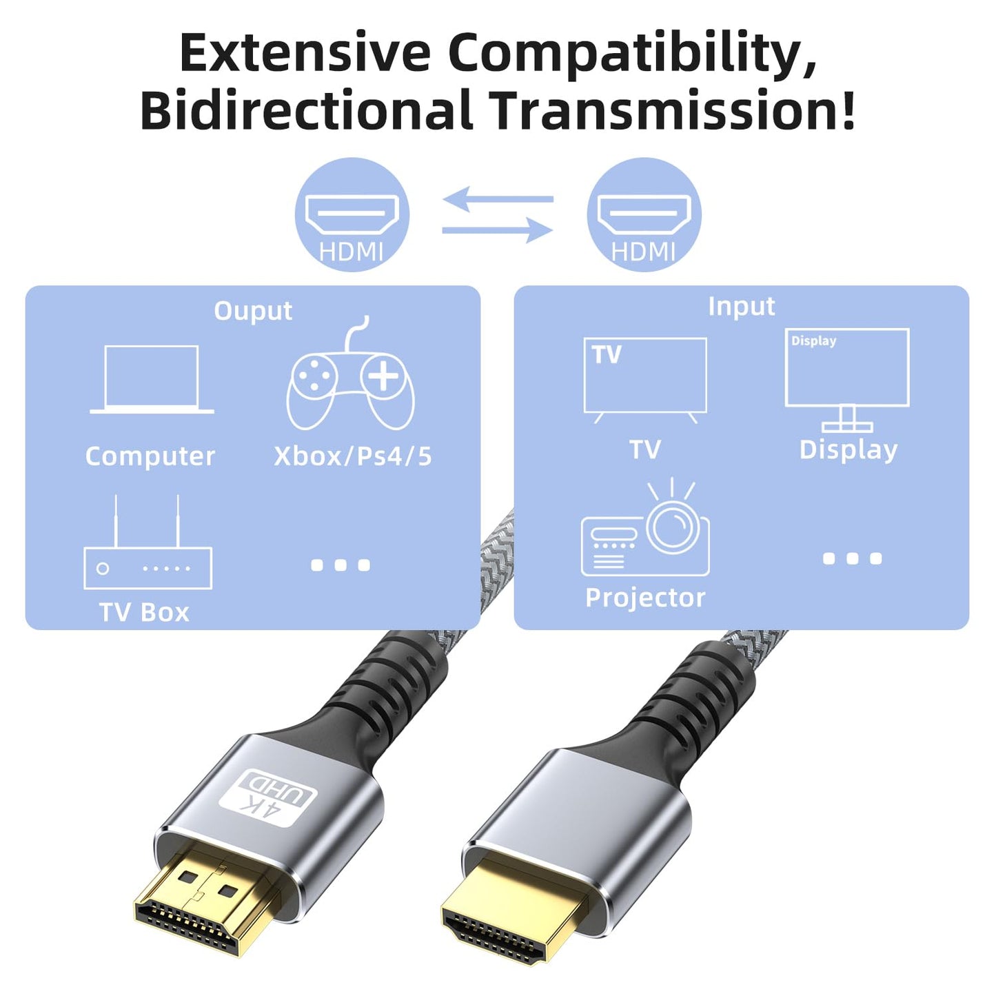 looyotul 4k 50ft 2.0 4K@60HZ 3D PS4/PS5 Hdmi Cable Ultra High Speed HDMI Cable ARC Gold Plated Connector Ethernet Audio