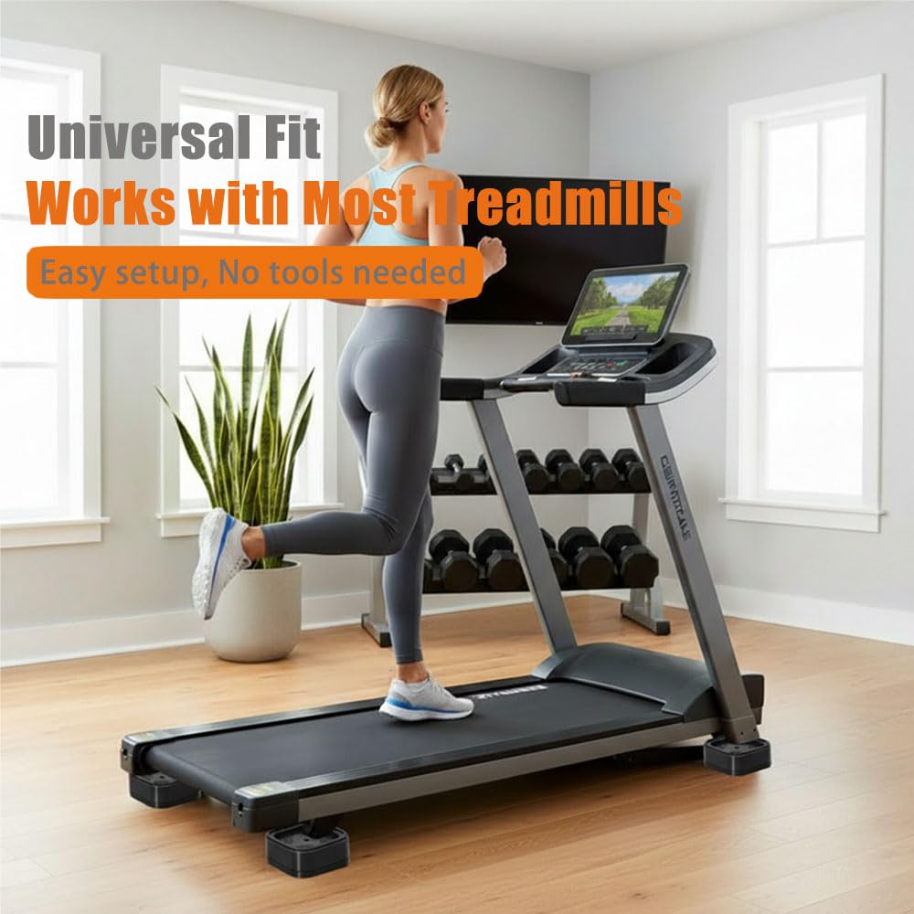 MouMouPurr 8Pcs Black Stackable Treadmill Incline Riser Blocks, Adjustable Height Non-Slip Walking Ramp Pad Attachment for Home Gym Leveling & Uphill Workout, Durable Treadmill Accessories
