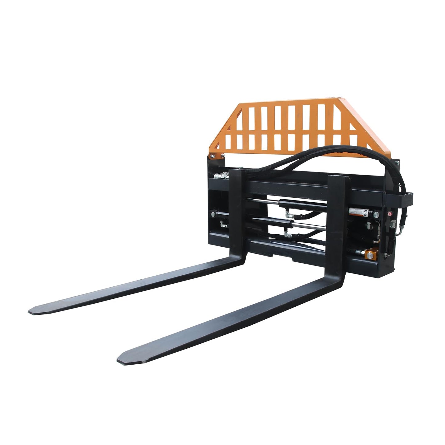 Hydraulic Heavy Adjustable Pallet Forks,Skid Steer Loader Pallet Forks, Load Capacity 4000 lbs, with 2 PCS Hydraulic cylinders, Freely Adjustable, Universal Skid Steer Bracket, Skid Steer Loader