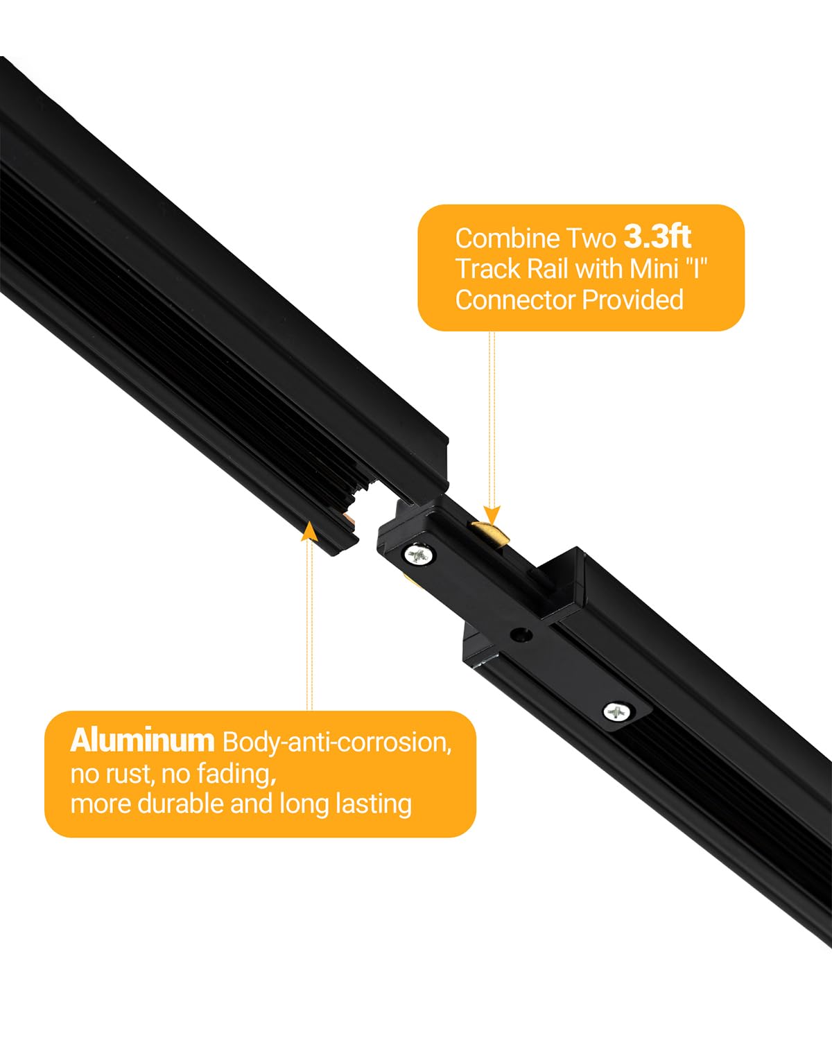 TuyuBEE 5 Color Zoomable 6-Light LED Track Lighting Kit with 6.6FT H Track Lighting Rail & Floating Canopy Connector, Modern Kitchen Track Lighting Fixtures Ceiling Spotlight, 12W Track Heads Black