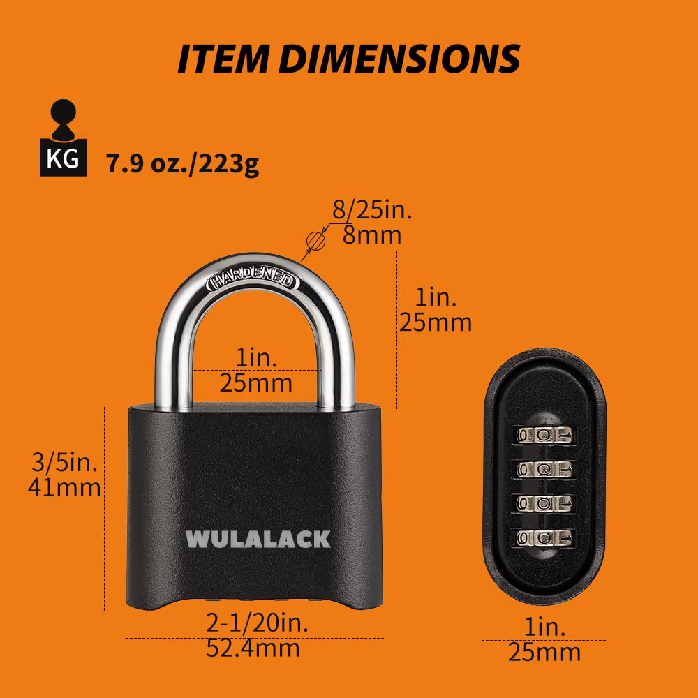 WULALACK Combination Lock Outdoor, 4 Digit Weatherproof Padlock Combination for Outdoor Sheds Fence, Gate Hasps, Storage Unit, 12 Pack…