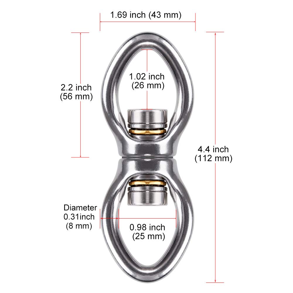 Dolibest Swing Swivel with 2 Bearing,Safest Rotational Device Hanging Accessory for Aerial Silks Dance, Web Tree Swing, Yoga Sets Hanging Hammock 800LB Capacity