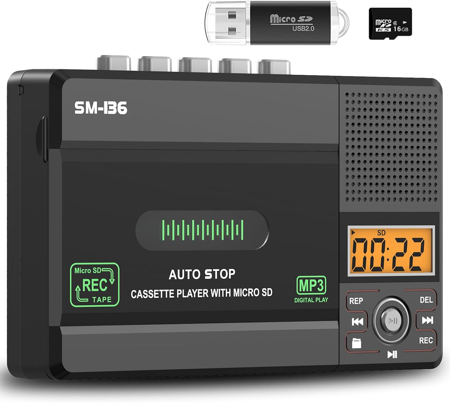 Cassette Cassette MP3 Cassette/Computer/SD 16GB SEMIER Small Tape Player, USB C or SD Card Audio to Digital Converter