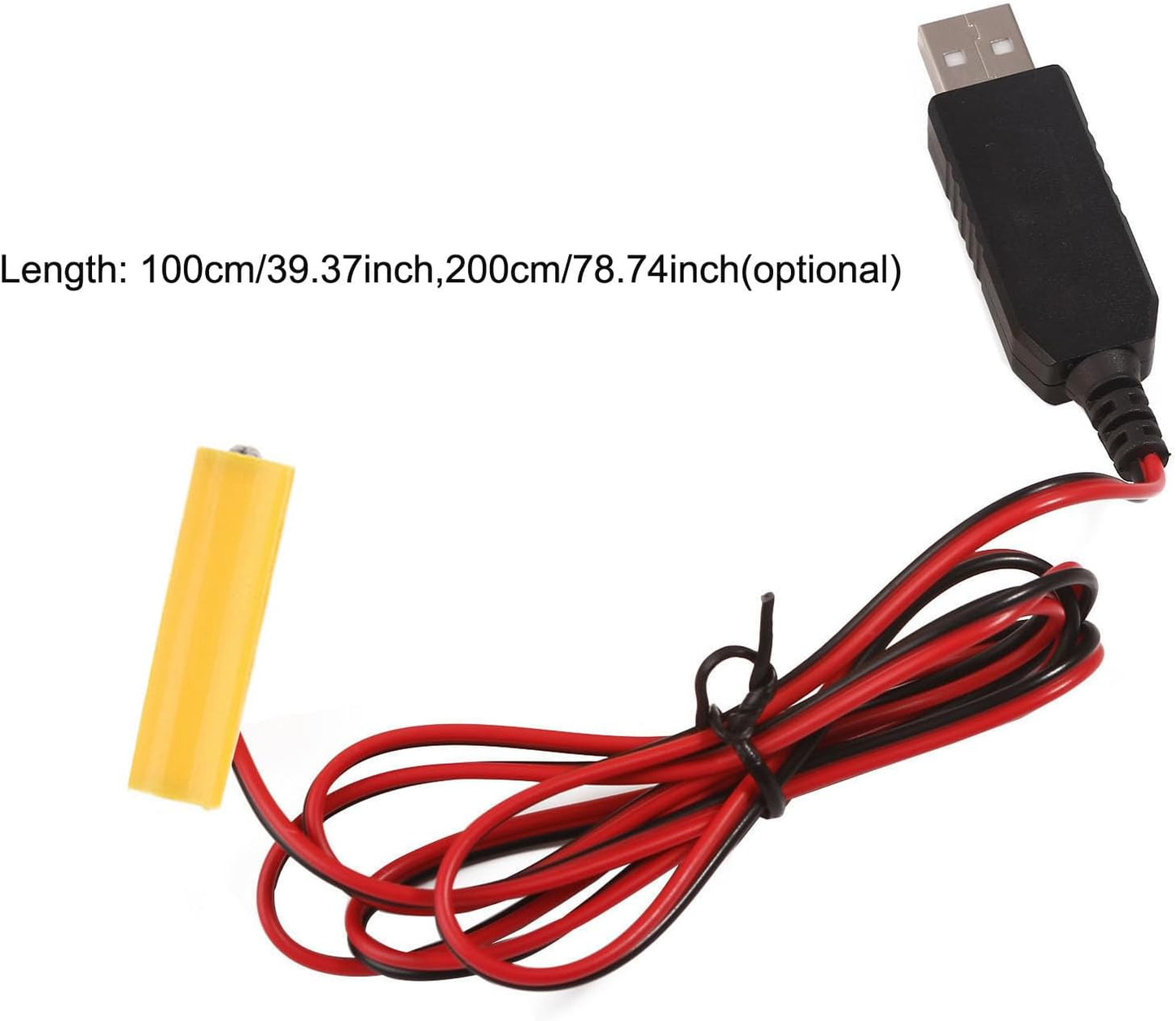 RUINBNC 5v 4.5v (100 200cm USB to Aa Battery Eliminators, to Power Converter with Fake Battery, USB Aa Eliminators