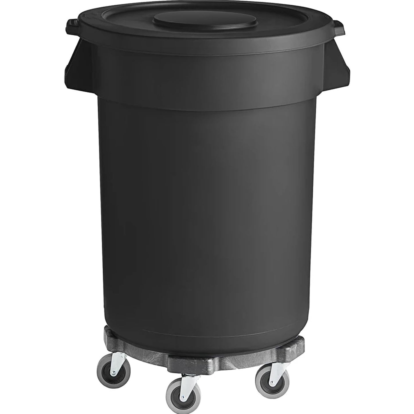 PRO&Family 32 Gallon Round Trash Can - Heavy-Duty Rolling Waste Container with Lid for Kitchen & Office (Black)
