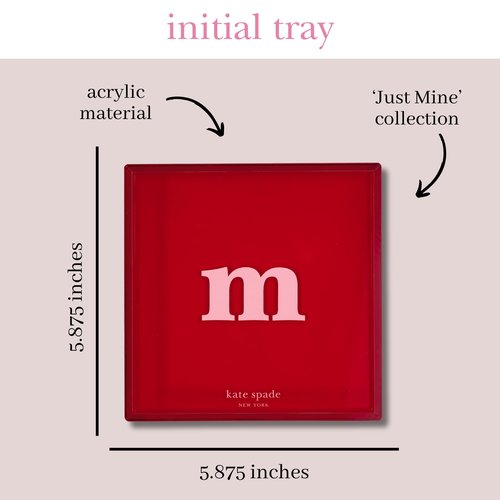 kate spade new york Initial Decorative Initial Tray, Personalized Acrylic Vanity Letter Tray, Just Mine (M)
