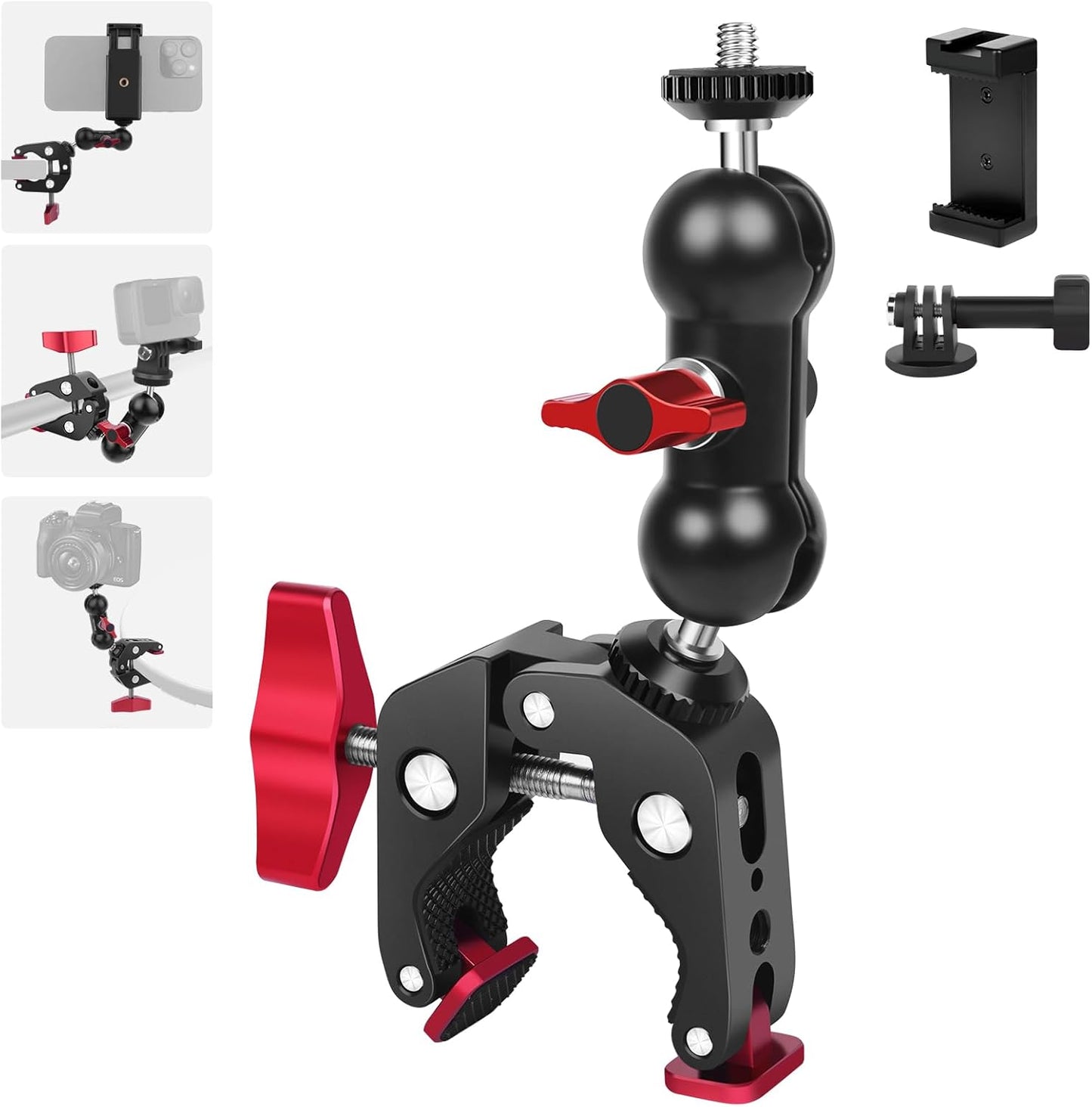 Mechrig (SY006) Super Clamp with Dual Ballhead Magic Arm, Aluminum Camera Clamp Mount Kit for DSLR Action