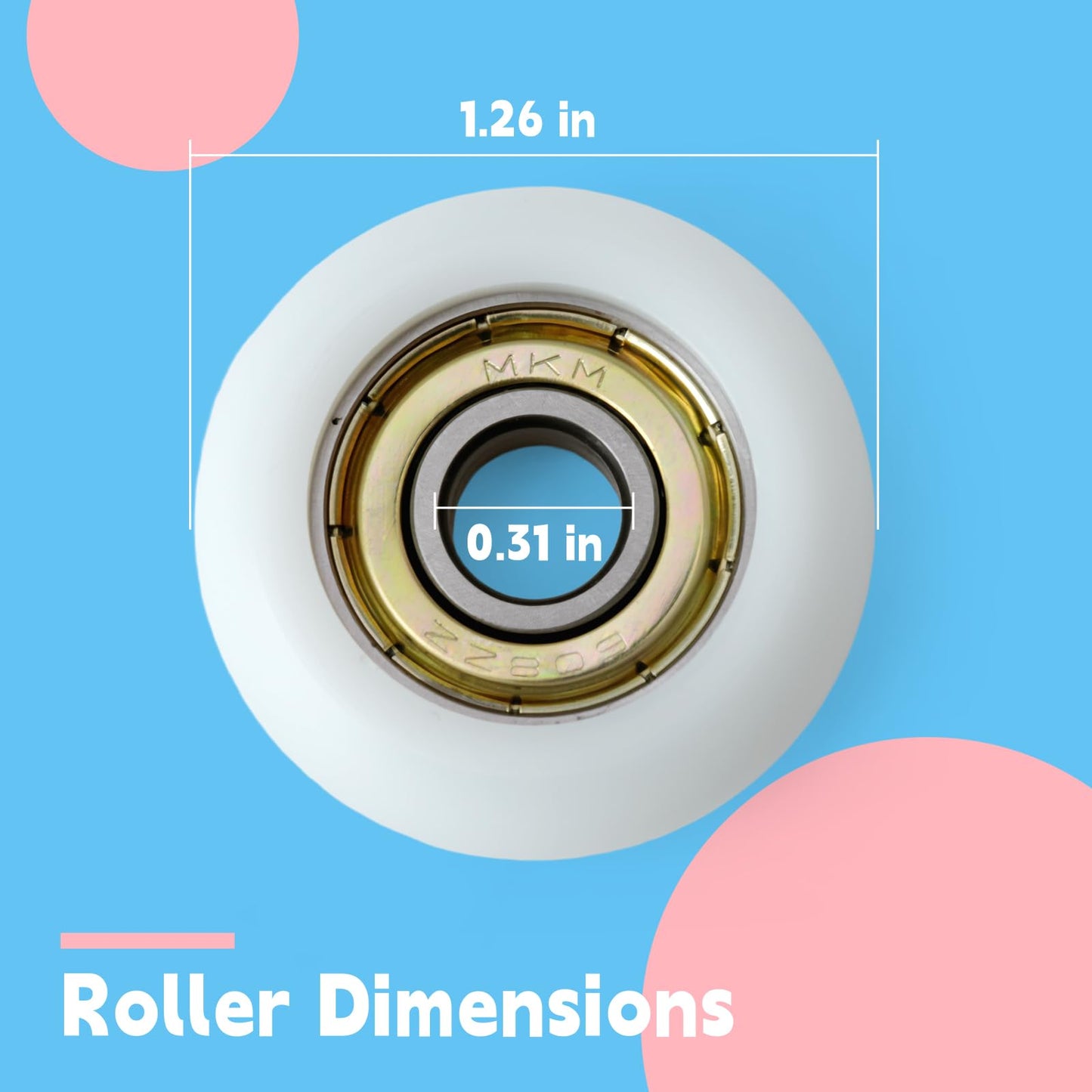 GLOXTED 4Pcs Replacement Roller Wheels Compatible with Aero for Pilates Reformer Machine, Smooth and Quiet Glide, 8mm Shaft Diameter Roller Wheel, White