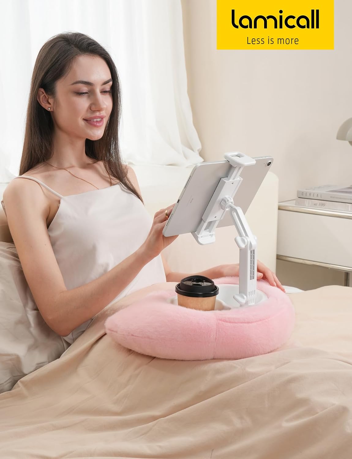 Lamicall [360 4.7-13" Kindle Holder Tablet Pillow Stand - Adjustable Arm][Soft & Washable] iPad Lap Holder, Kindle