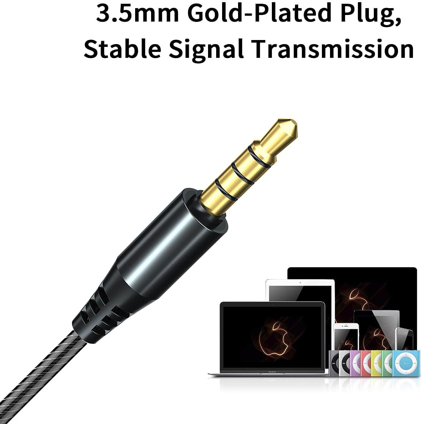 3.5mm MP3 Dual Driver Wired Ear Buds with Mic and Extra Bass, Ear Phones with Cord, Jack Plug in Headphones, Wire