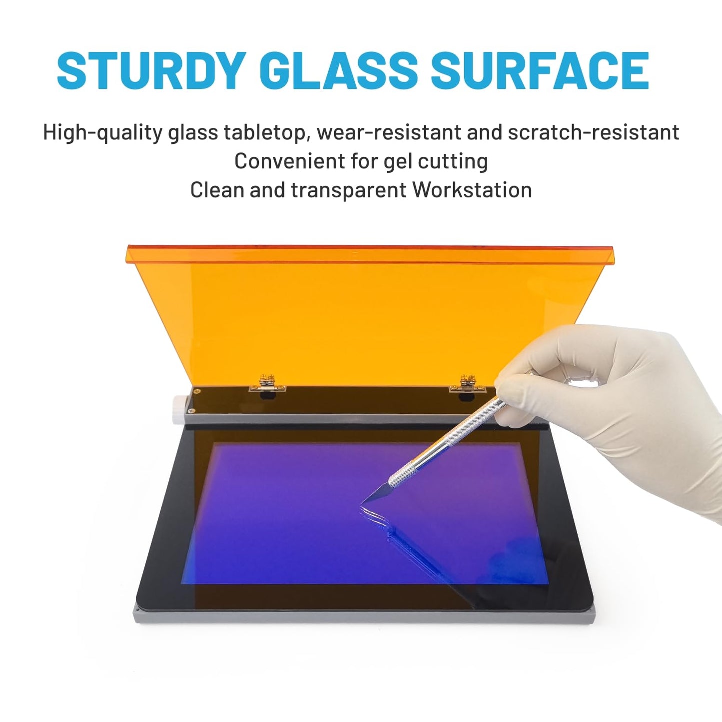 Blue LED Light Transilluminator 470nm for Gel Electrophoresis Visualization and Gel Cutting