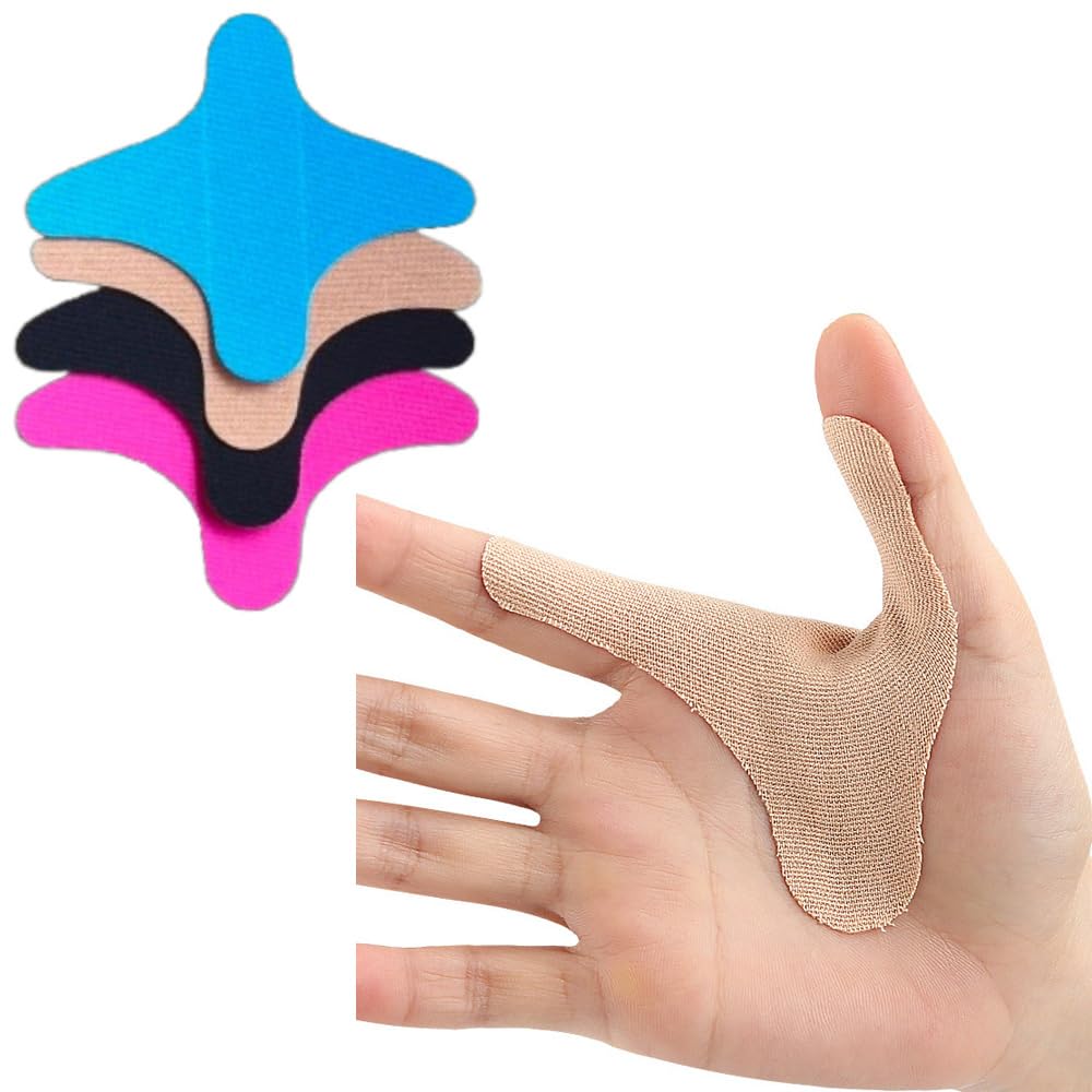 DeaHea 8 Pack Kinesiology Tape Hand Precut Strips Breathable Sports Tape Elastic Cotton Athletic Tape Hand Muscle Joint Support Kinetic Tape for Thumb Pain Relief Exercise Trigger Thumb Arthritis
