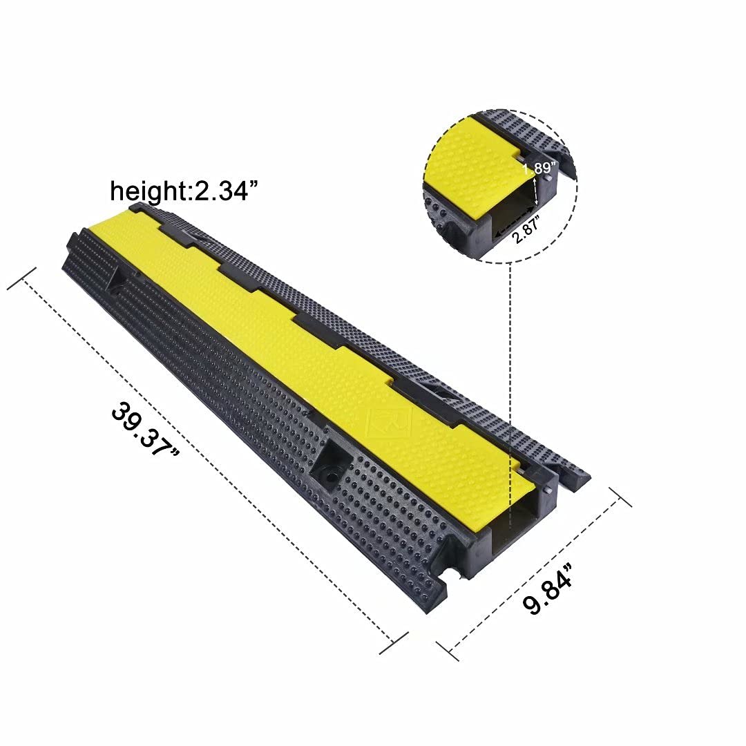 YONSHENG Rubber Cable Ramp Cord Cover Cable Protector Ramps Wire Hose Protective 1 Channel 22000Lbs Load Capacity Traffic Speed Bump for Asphalt Concrete Gravel Driveway Indoor Outdoor, 5 Pack