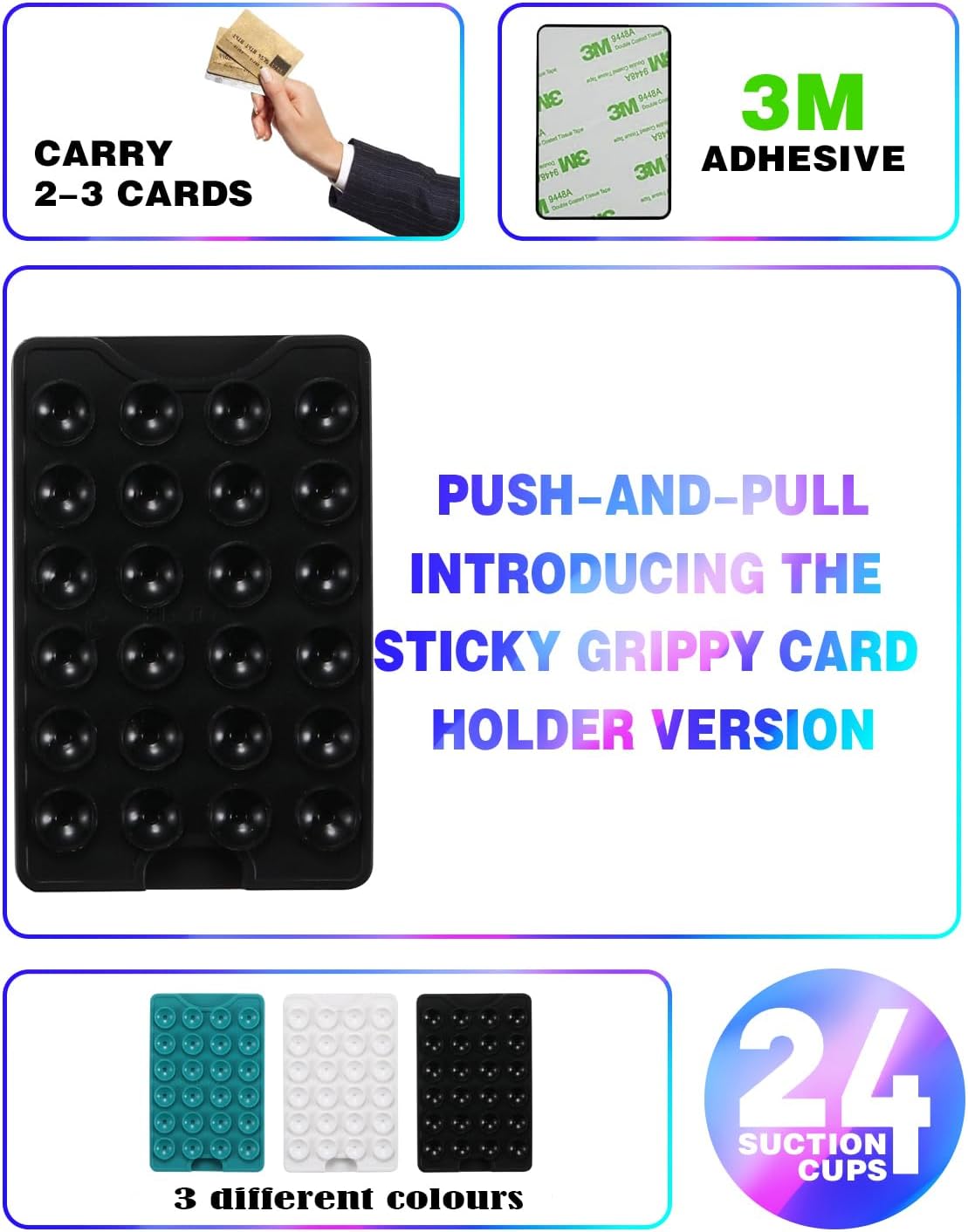 BIAJIYA Suction Phone Card Holder Mount, Silicone Octo Cup Buddy Phone Wallet for iPhone, Videos and Selfies